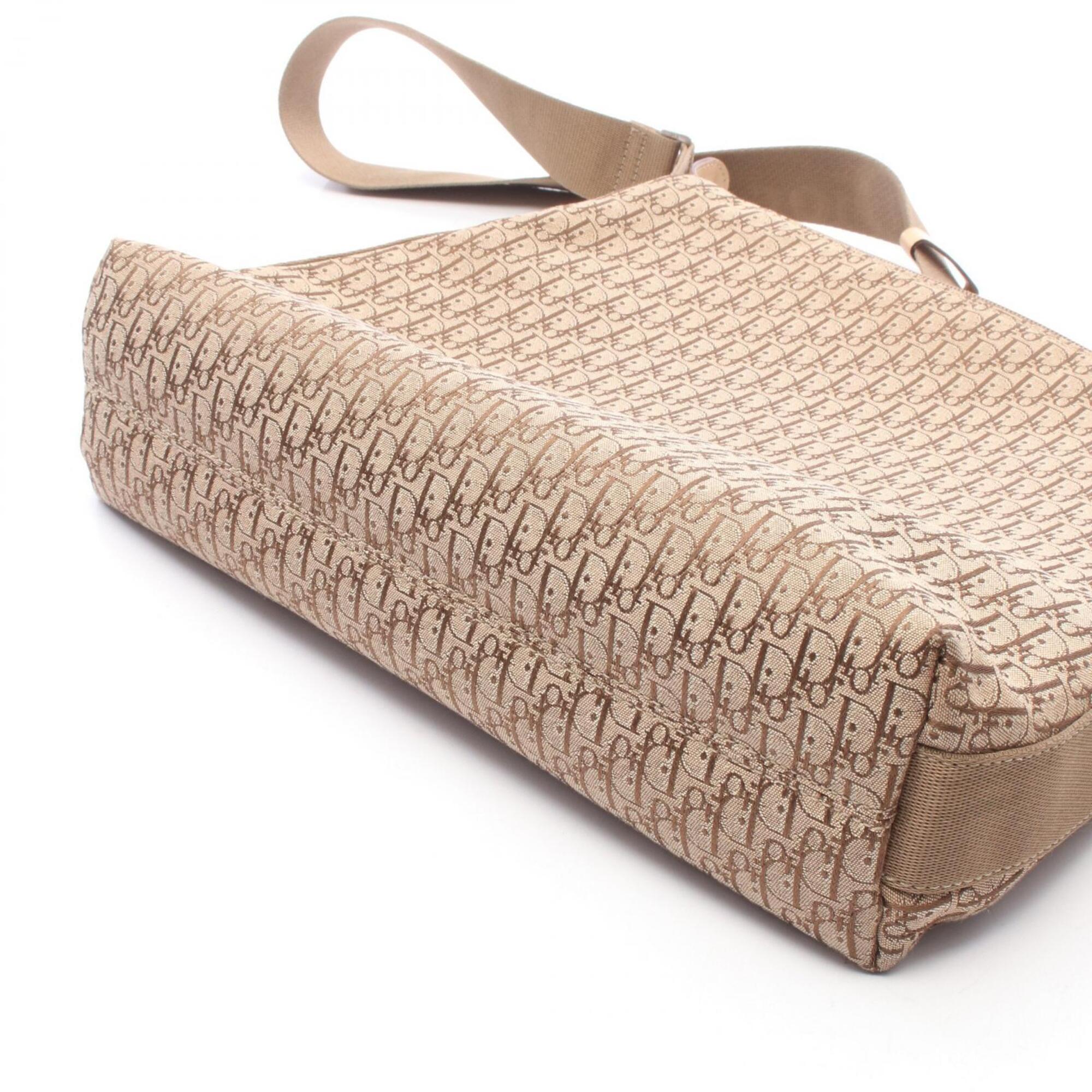 Christian Dior Beige Brown Canvas Leather Handbag Shoulder Bag (Pre-Owned)
