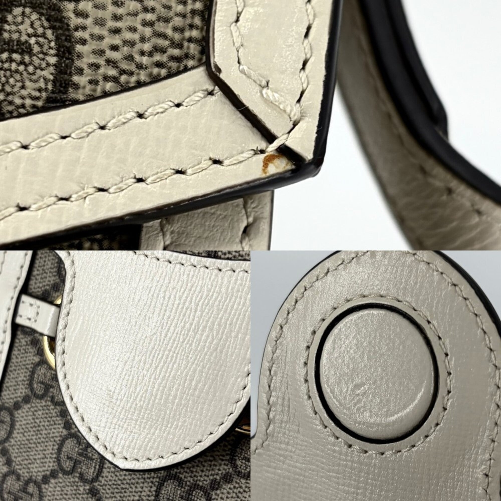 Gucci Beige White Gg Supreme Canvas Leather Pochette Shoulder Bag (Pre-Owned)