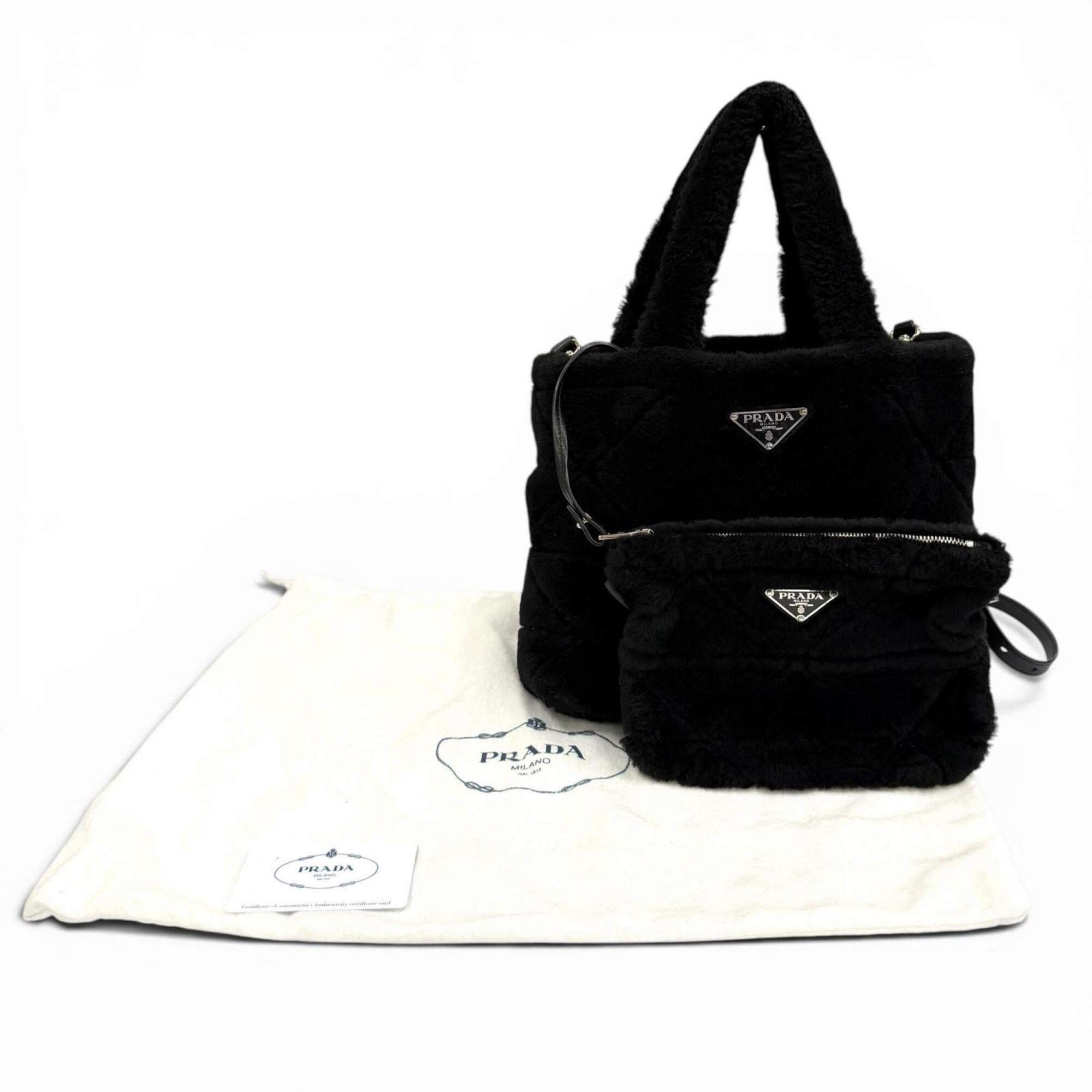 Prada Black Leather Pouch Shoulder Bag (Pre-Owned)