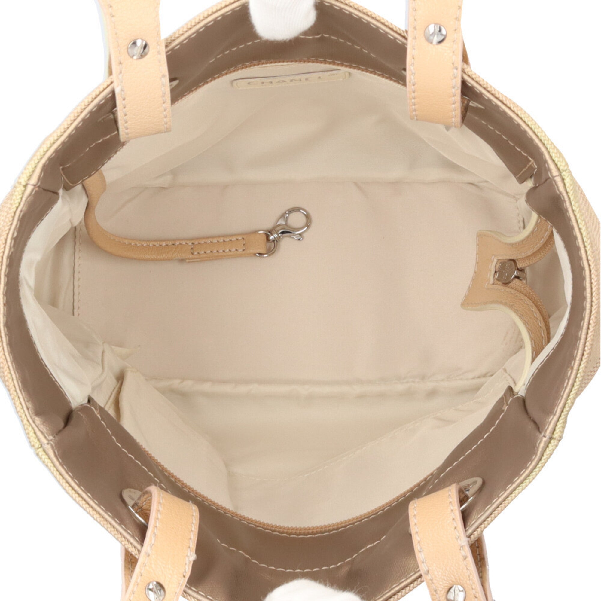 Chanel Gold Coated Canvas Pvc Leather Tote Bag (Pre-Owned)
