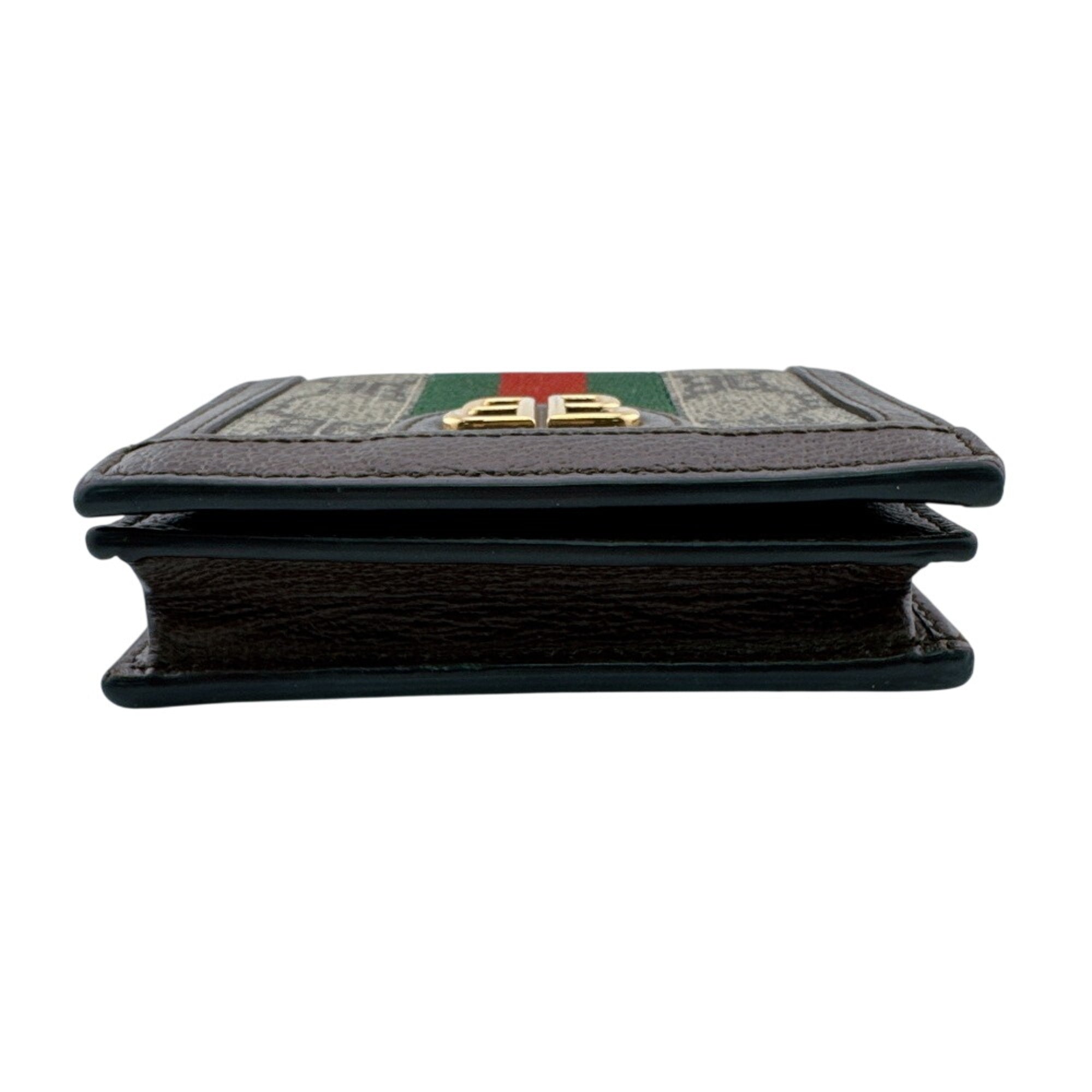 Gucci Brown Green Red Color Pvc Canvas Leather Wallet (Bi-Fold) (Pre-Owned)