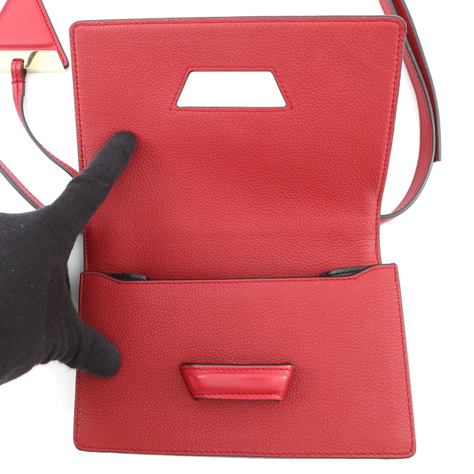 Loewe Red Color Leather Handbag Shoulder Bag (Pre-Owned)