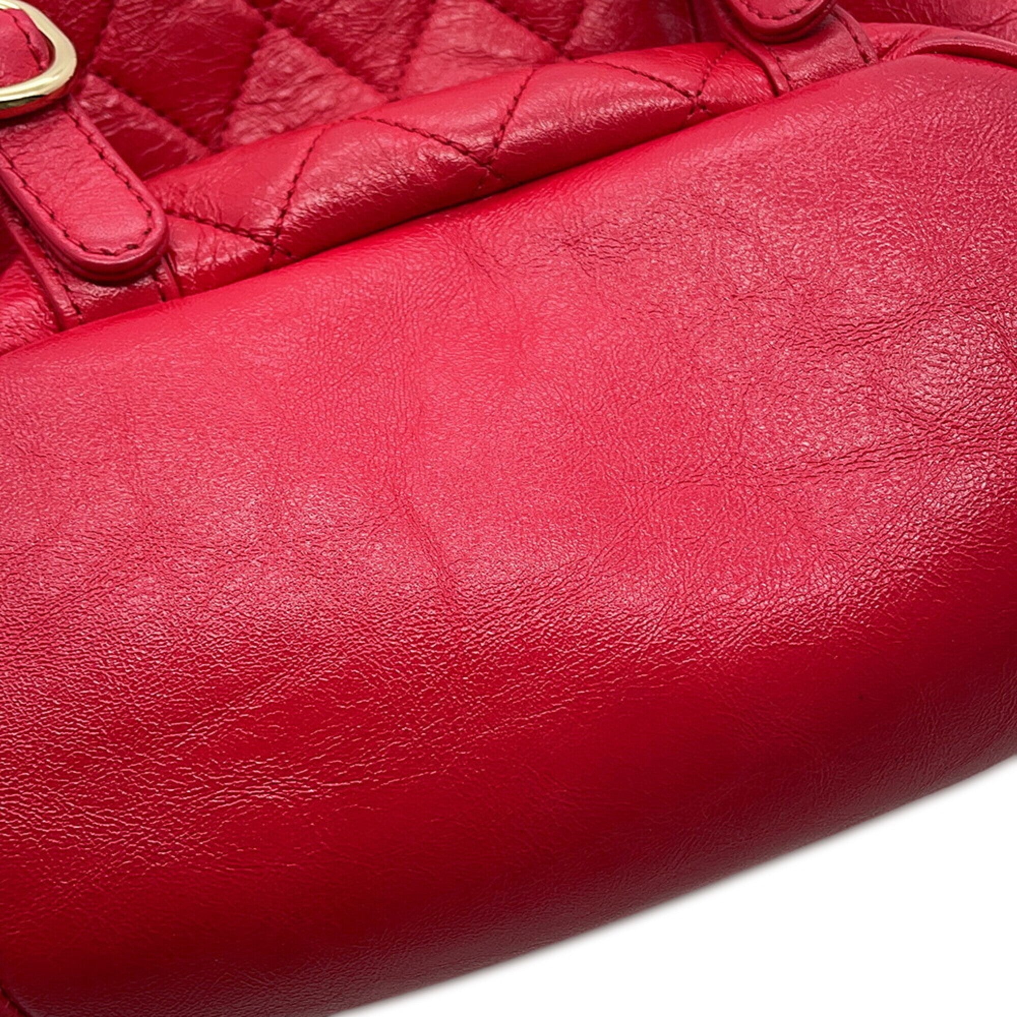 Chanel Matelasse Red Color Leather Backpack (Pre-Owned)