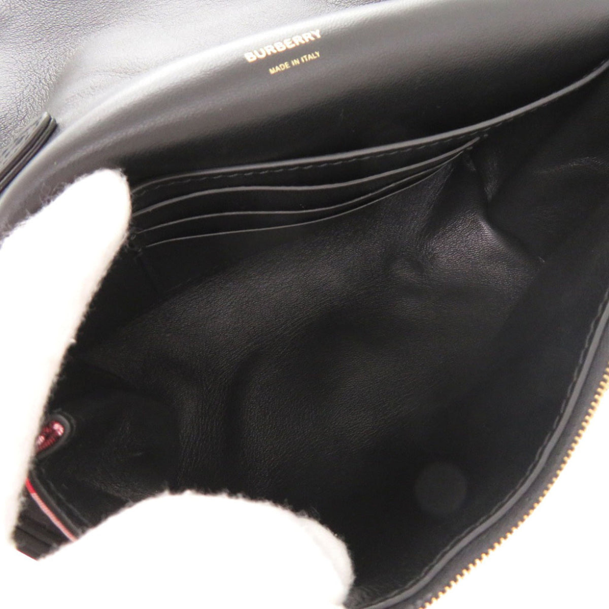 Burberry Black Red Color White Nylon Leather Shoulder Bag (Pre-Owned)