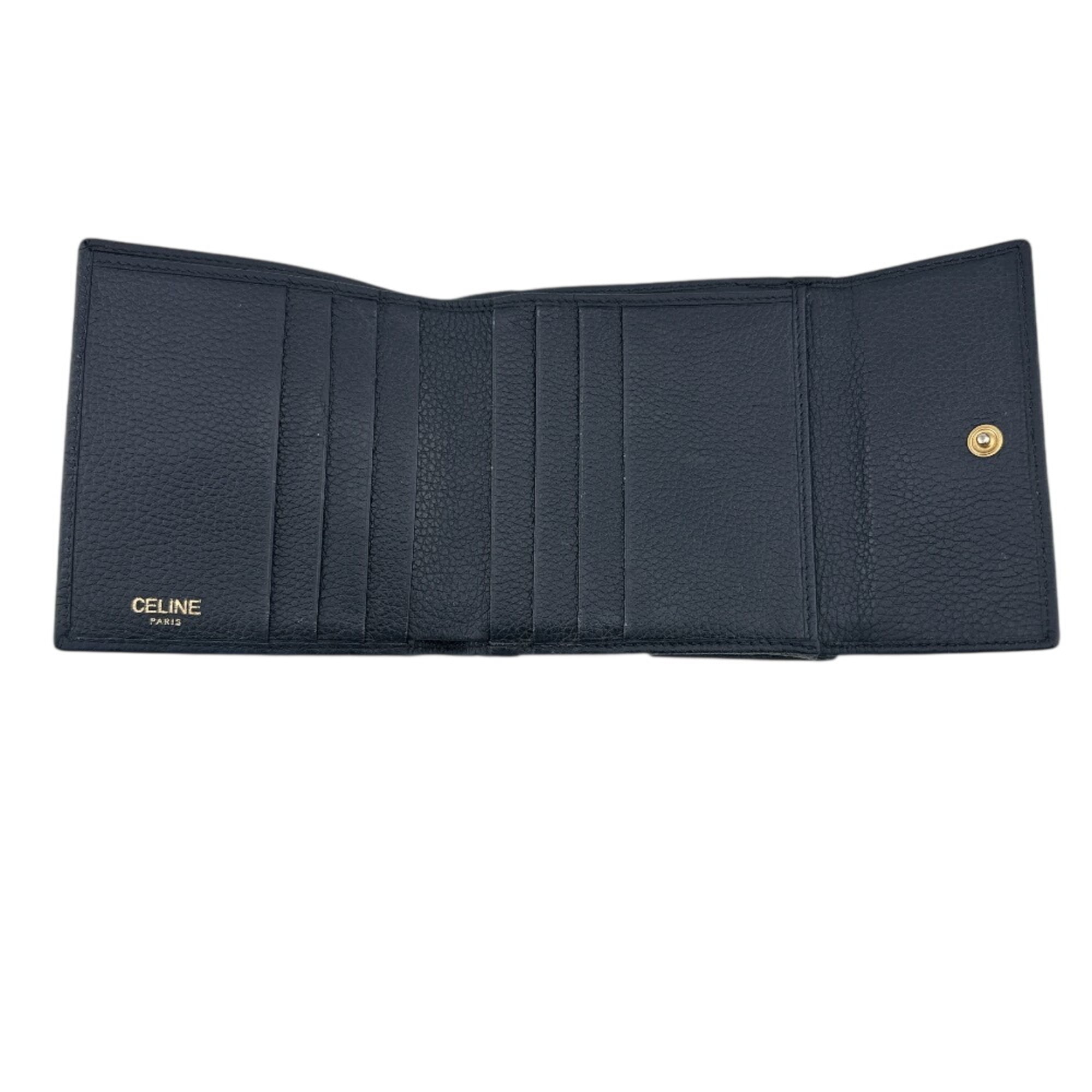 Celine Navy Red Color Leather Wallet (Tri-Fold) (Pre-Owned)