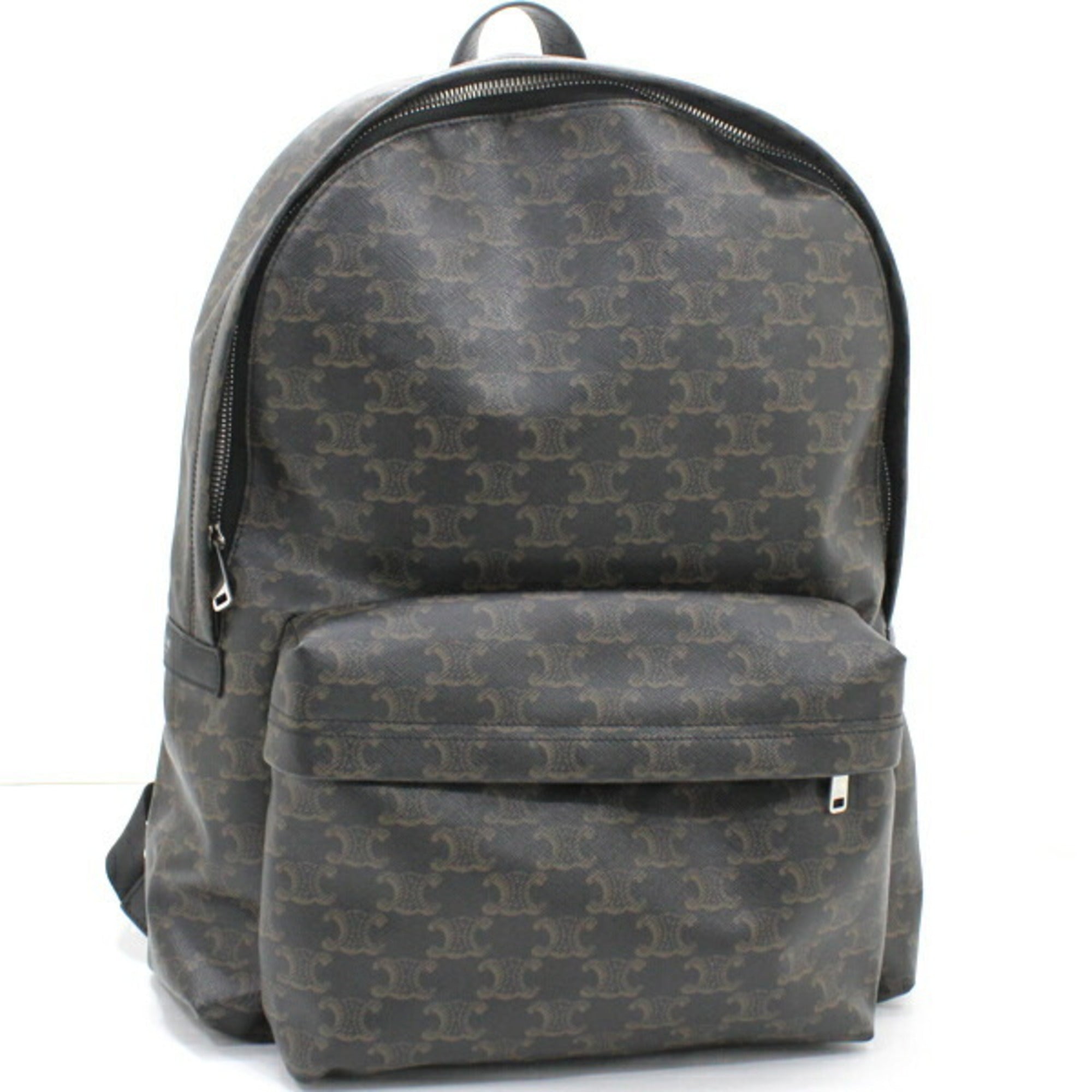Celine Black Brown Canvas Leather Backpack (Pre-Owned)