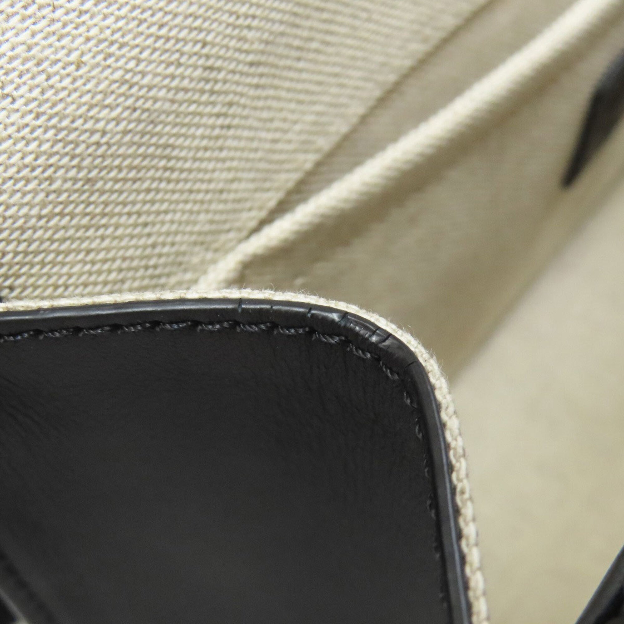 Mcm Beige Black Canvas Leather Tote Bag (Pre-Owned)