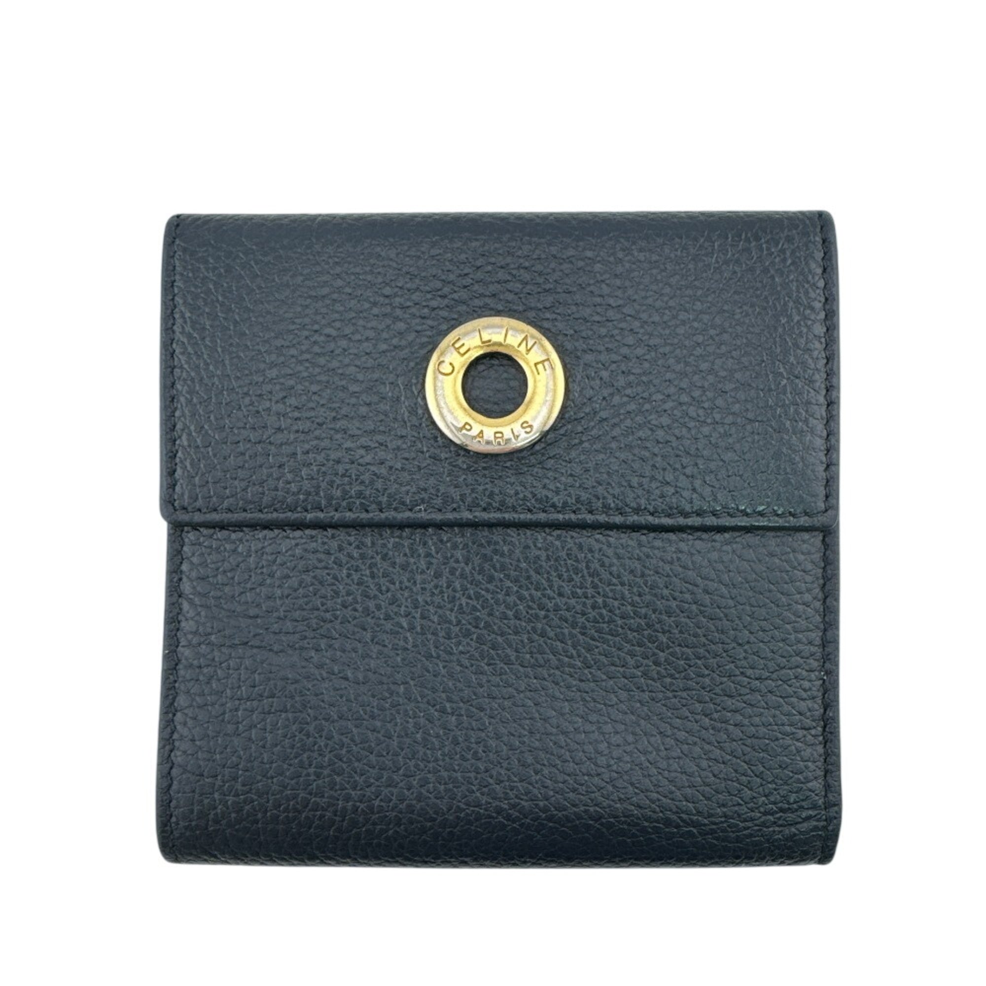 Celine Navy Red Color Leather Wallet (Tri-Fold) (Pre-Owned)