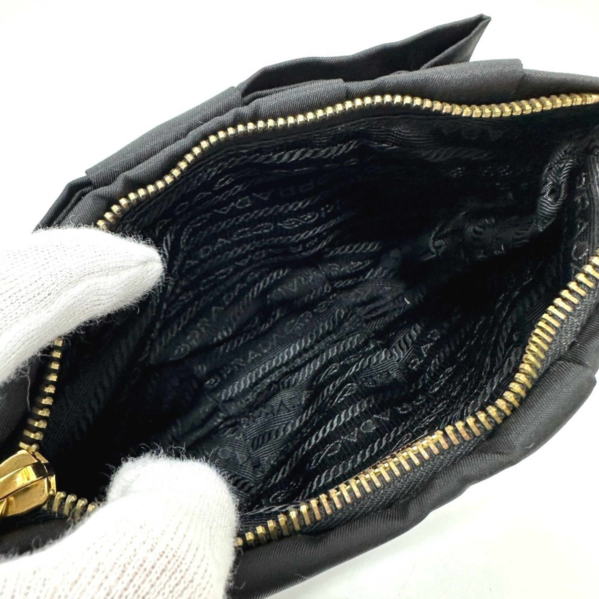 Prada Black Leather Nylon Pouch (Pre-Owned)