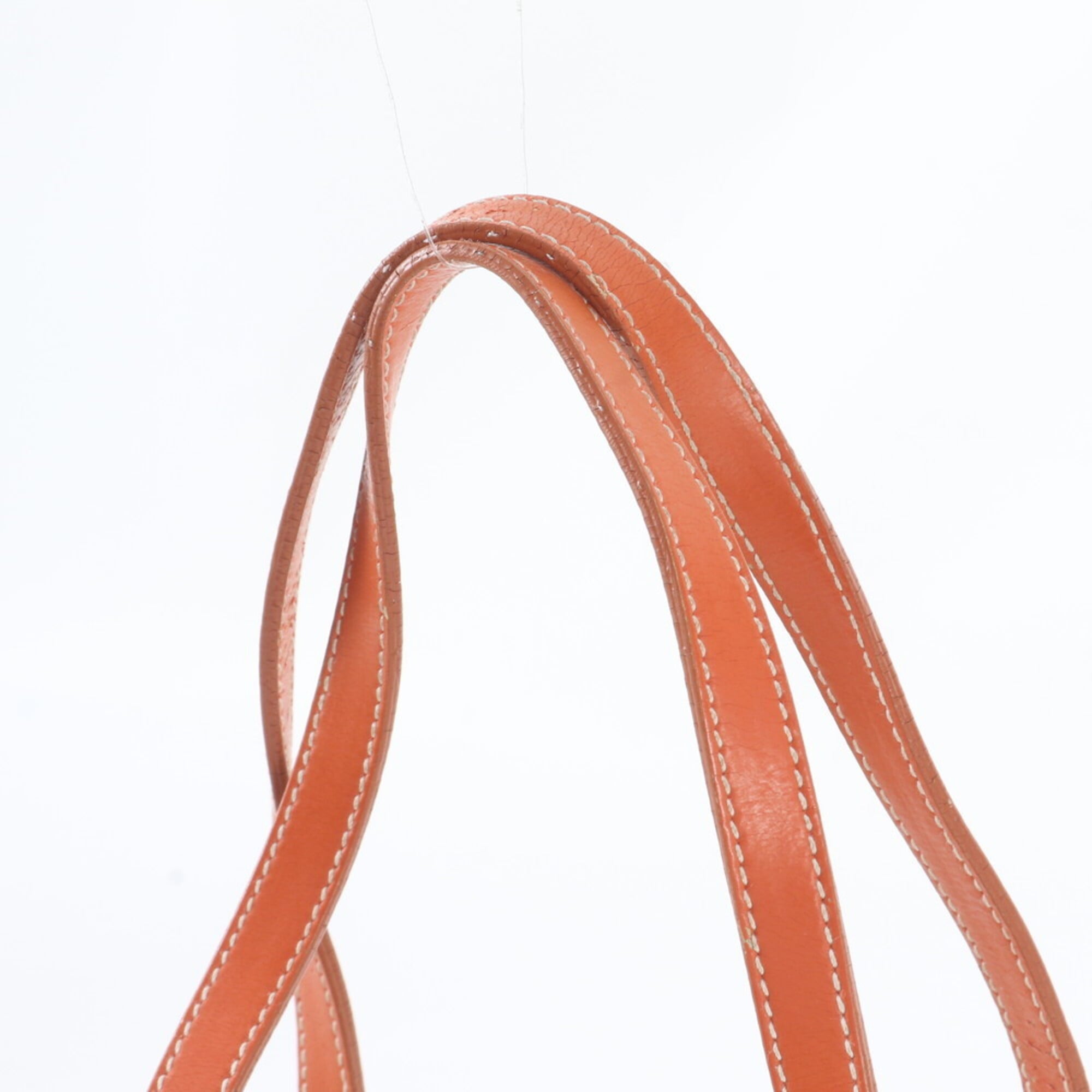 Prada Ivory Orange Nylon Leather Handbag Tote Bag (Pre-Owned)