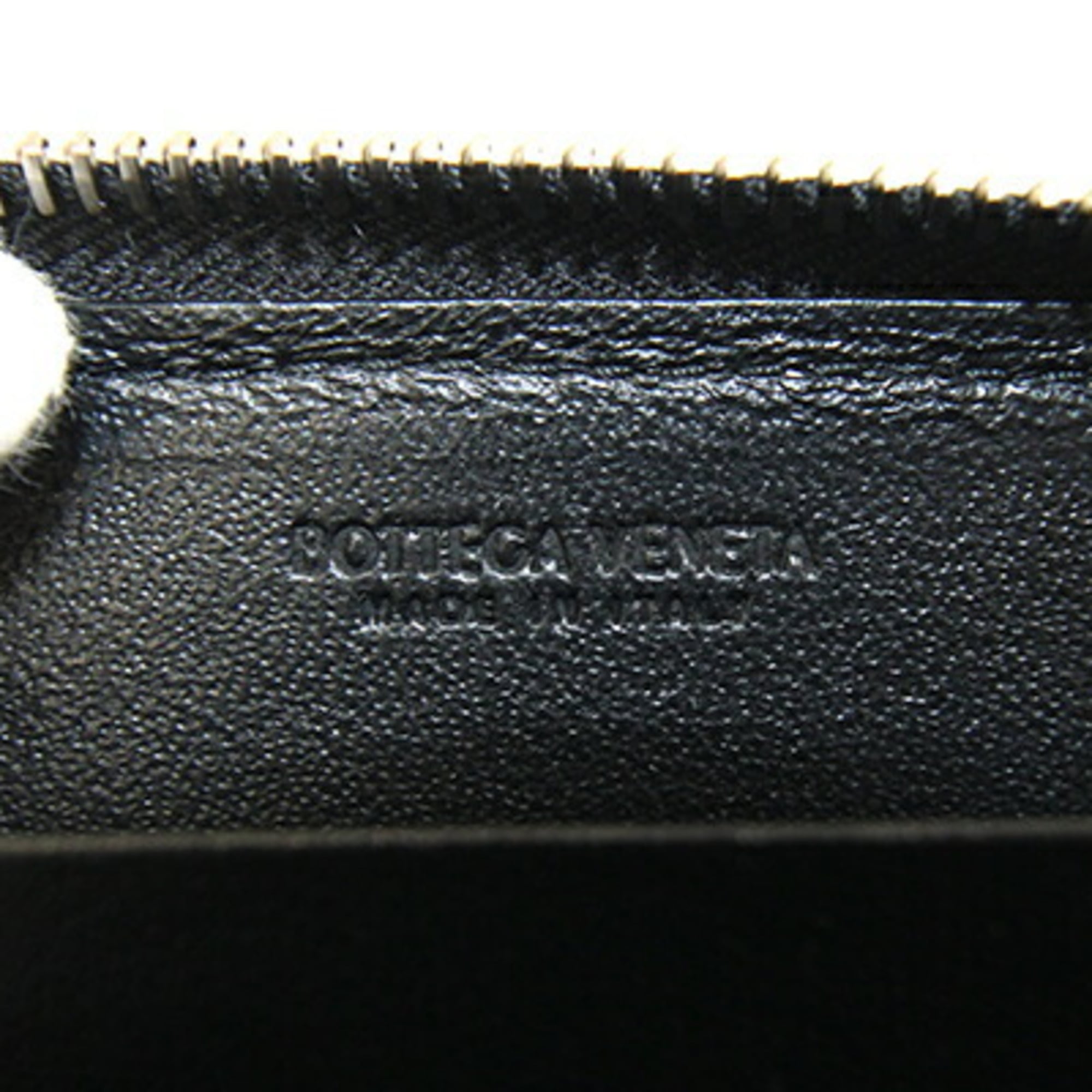 Bottega Veneta Intrecciato Black Leather Coin Purse/Coin Case (Pre-Owned)