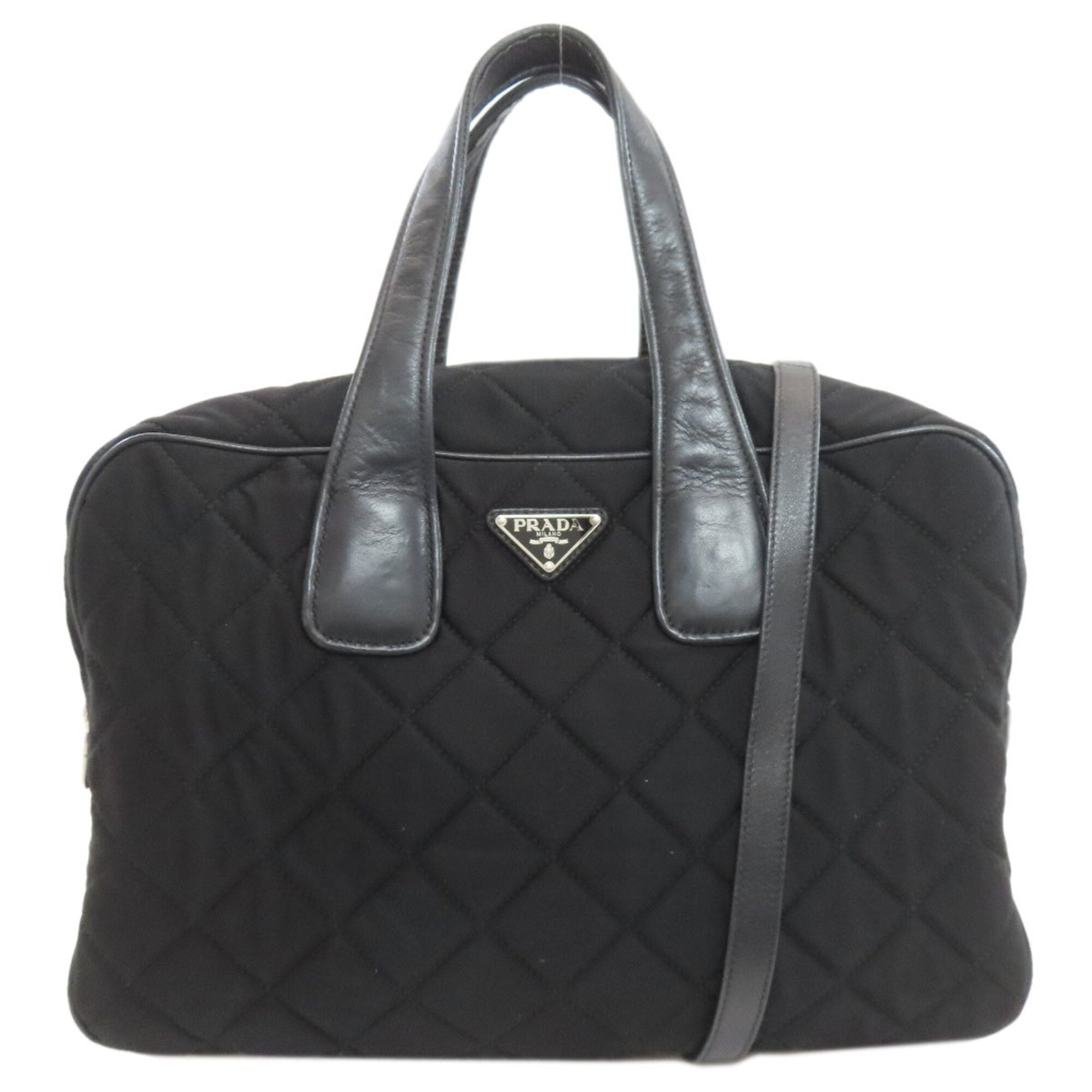 Prada Black Cotton Canvas Handbag (Pre-Owned)