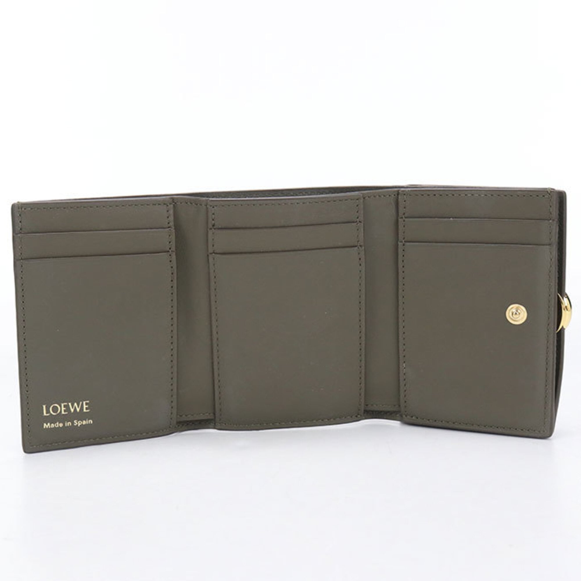 Loewe Khaki Leather Wallet (Tri-Fold) (Pre-Owned)