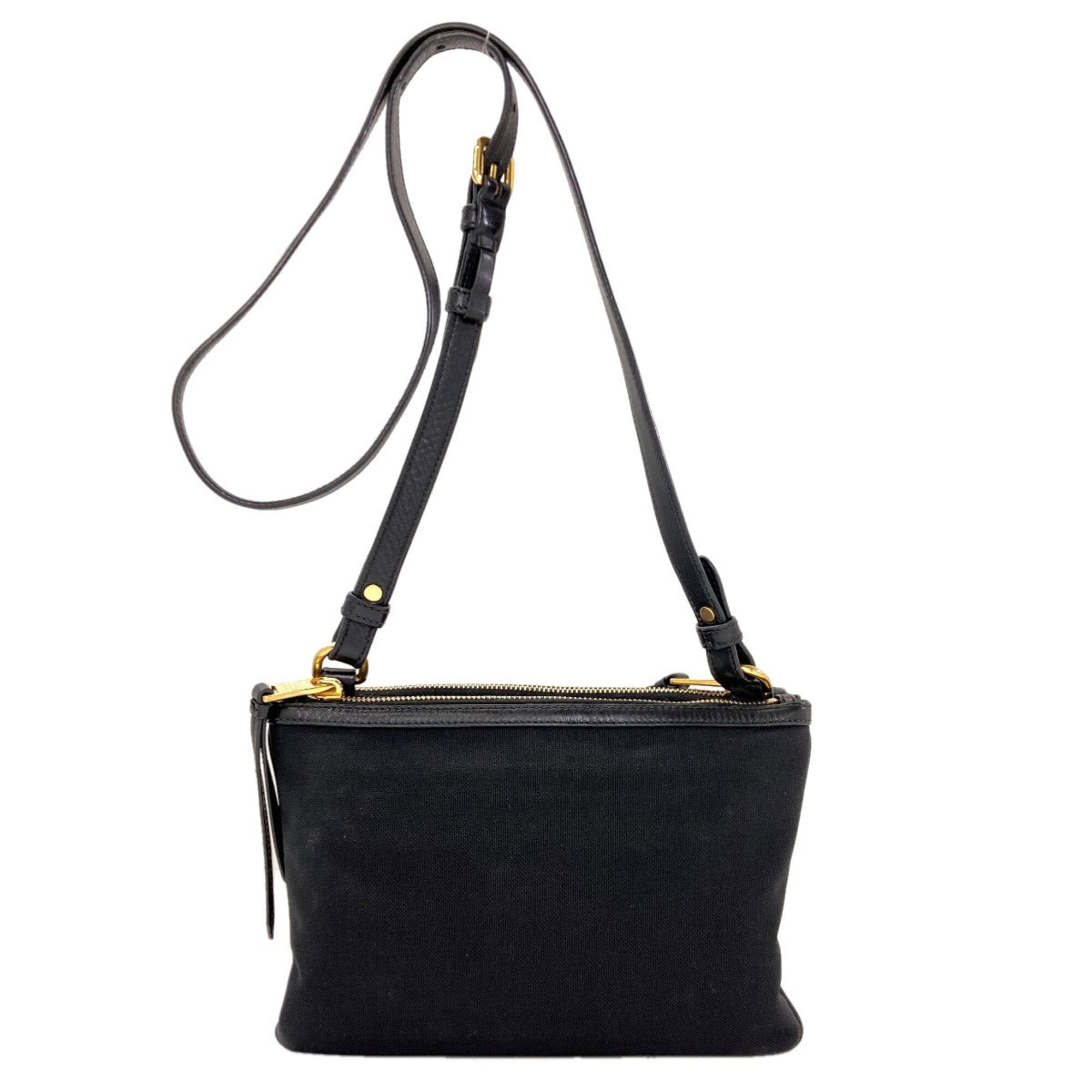 Prada Black Canvas Leather Shoulder Bag (Pre-Owned)