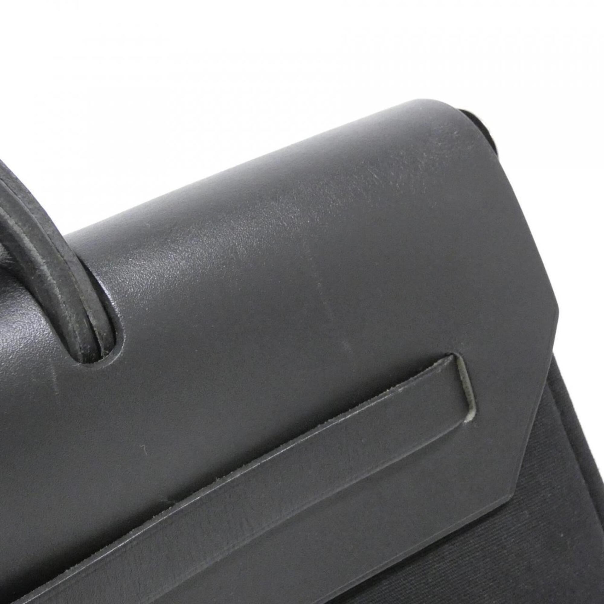 Hermes Her Bag Black Toile Officier Handbag (Pre-Owned)