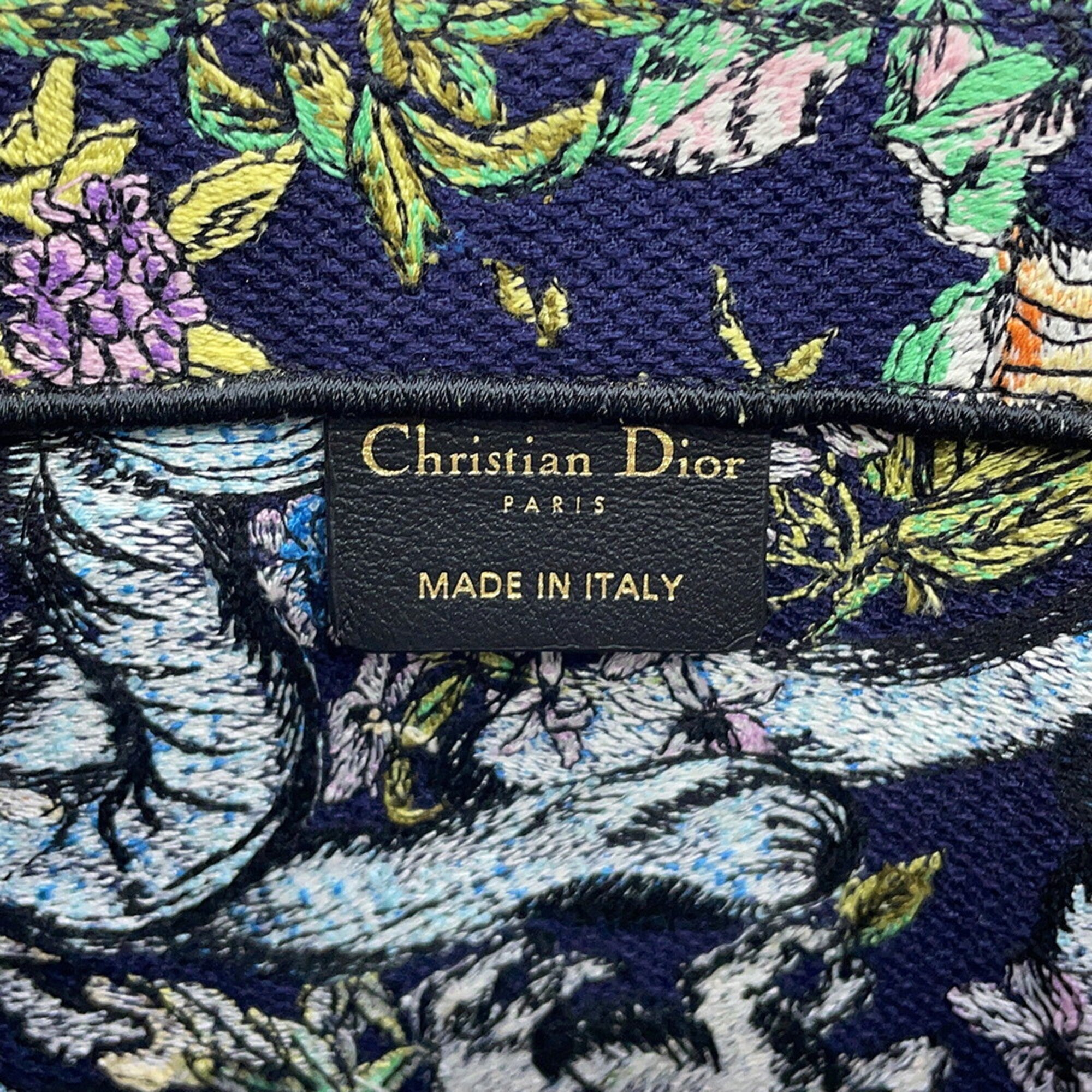 Christian Dior Multi-Color Navy Canvas Handbag Tote Bag (Pre-Owned)