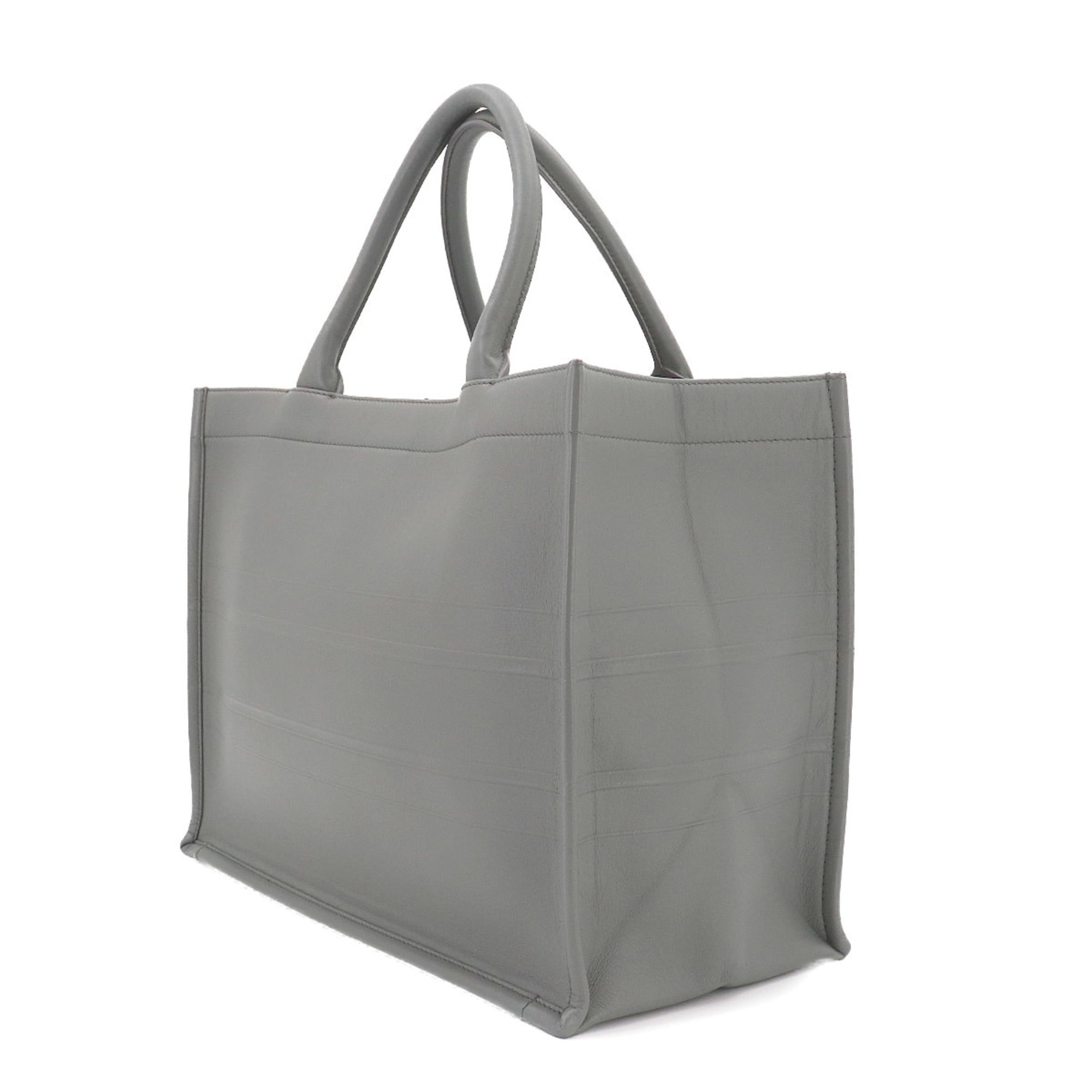 Christian Dior Gray Leather Handbag Tote Bag (Pre-Owned)