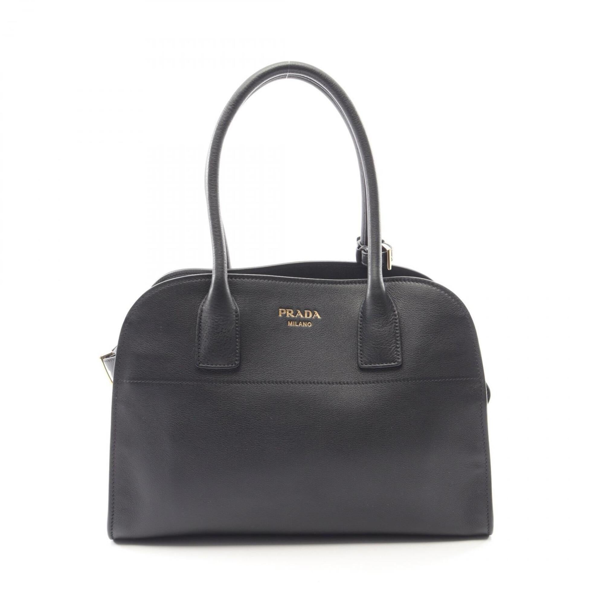 Prada Black Leather Handbag Tote Bag (Pre-Owned)
