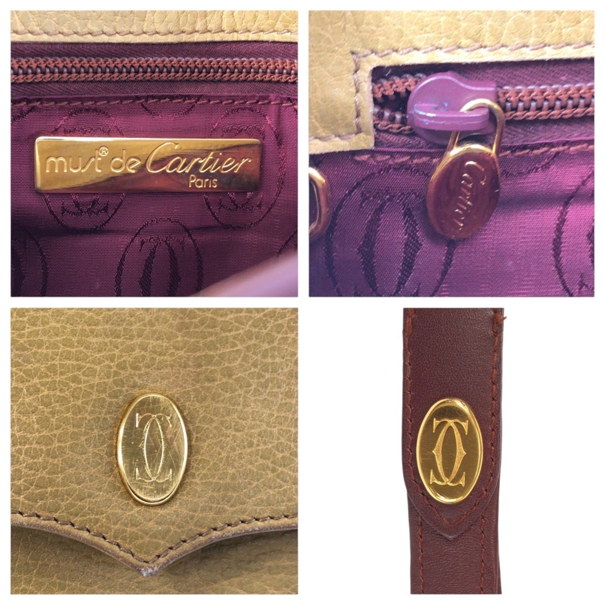 Cartier Beige Bordeaux Leather Pochette Shoulder Bag (Pre-Owned)