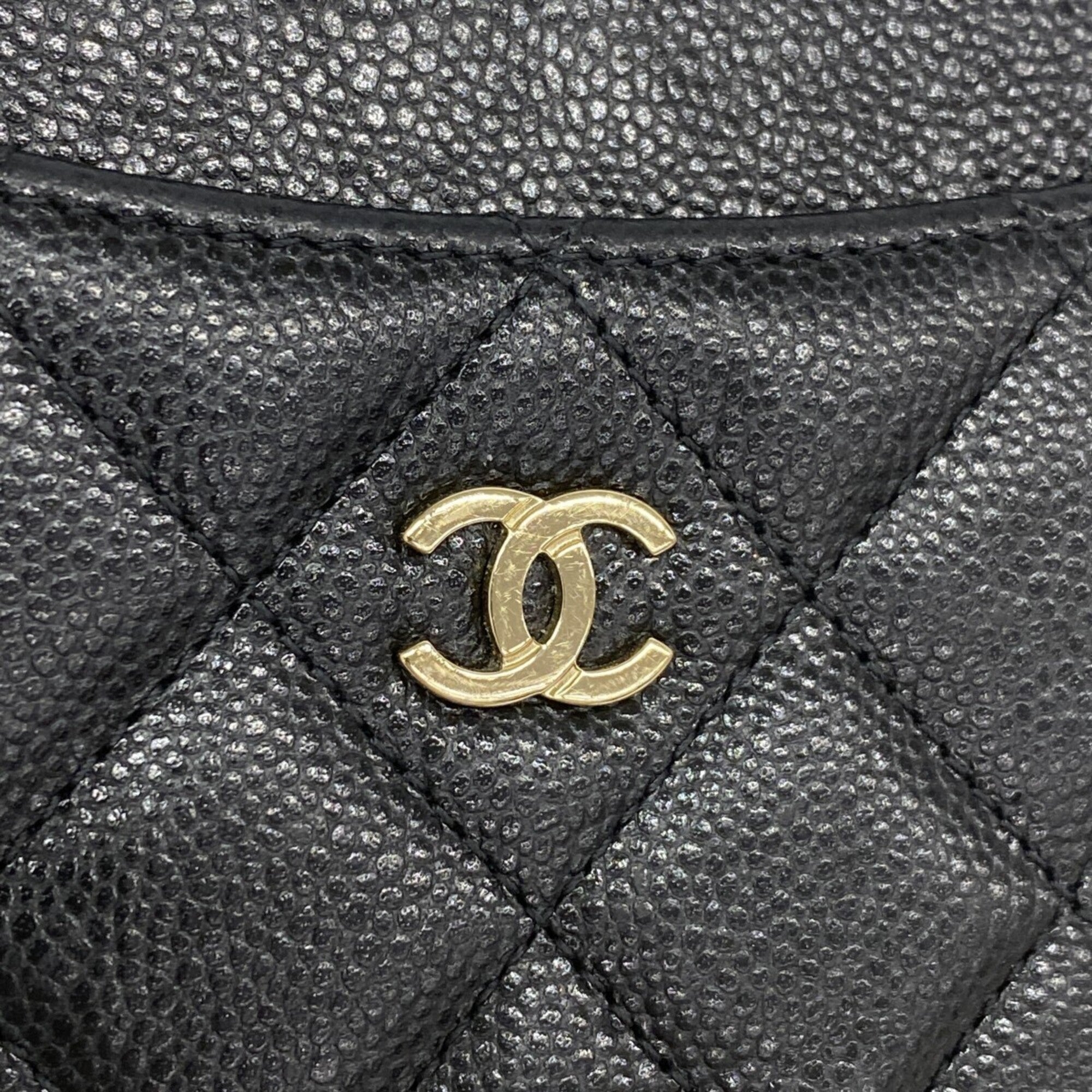 Chanel Black Grained Calfskin Coin Purse/Coin Case (Pre-Owned)