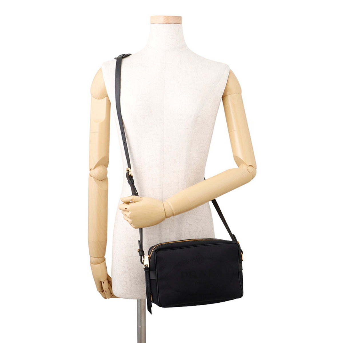 Prada Black Canvas Leather Handbag Shoulder Bag (Pre-Owned)