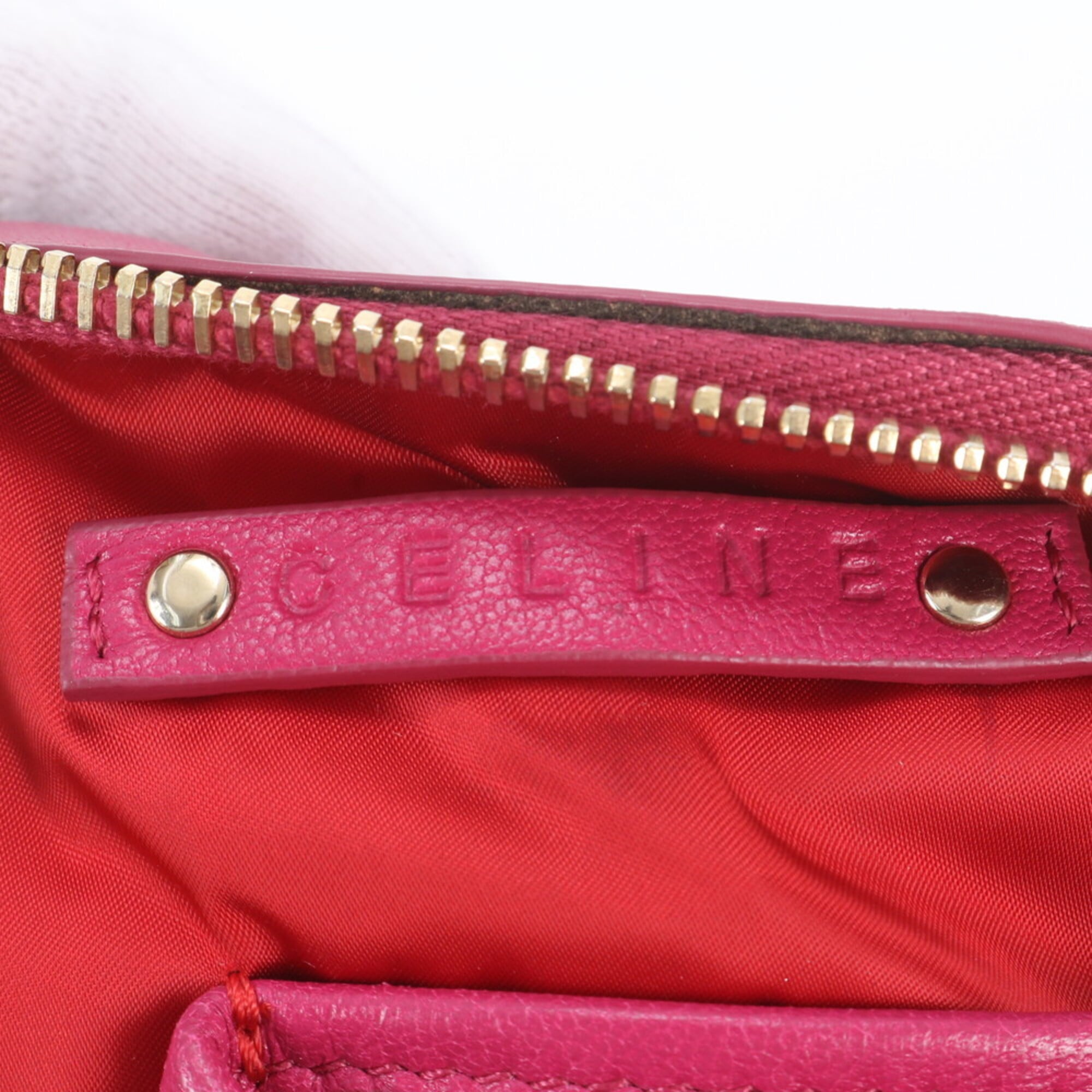 Celine Red Color Leather Handbag Shoulder Bag Tote Bag (Pre-Owned)