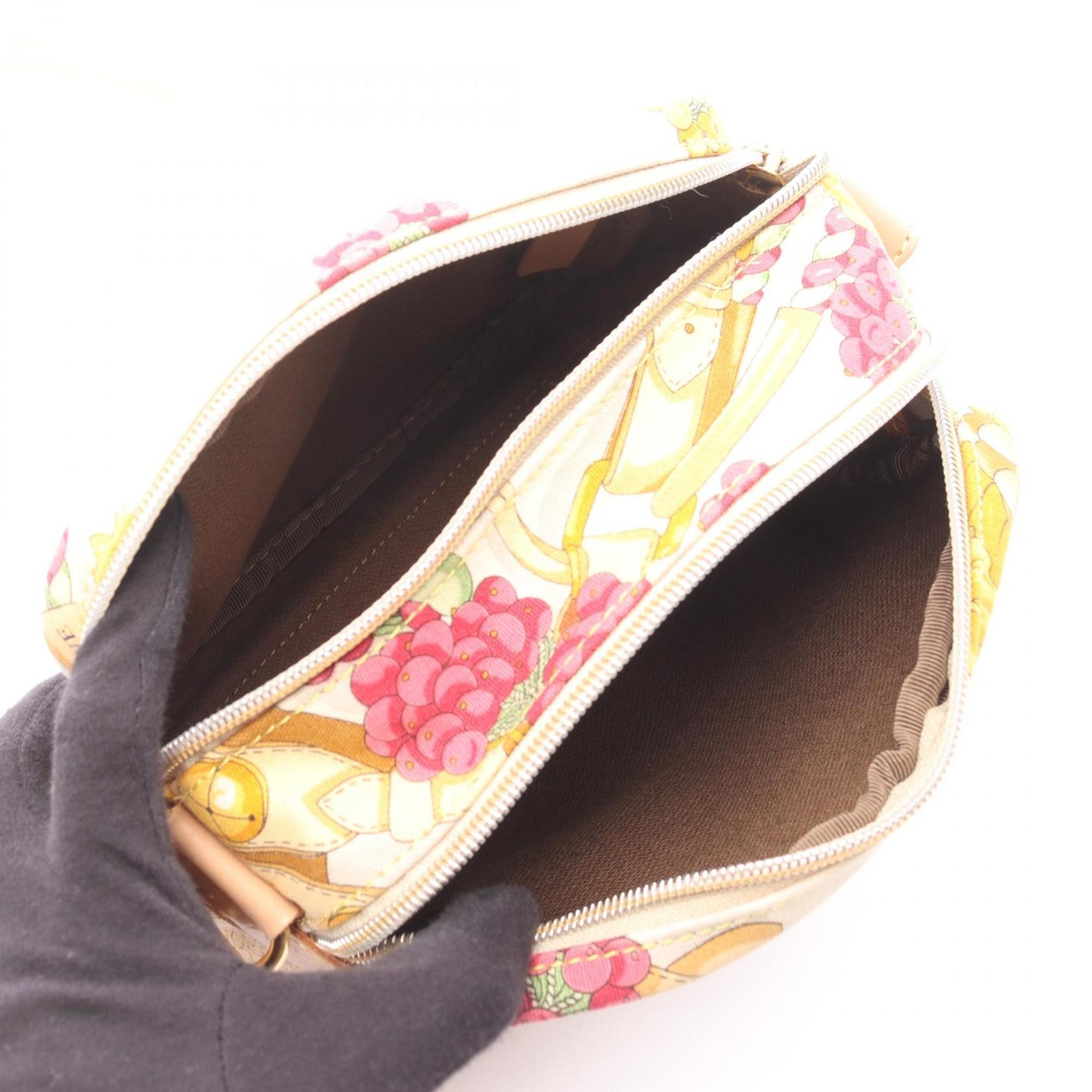 Loewe Multi-Color White Canvas Leather Shoulder Bag (Pre-Owned)