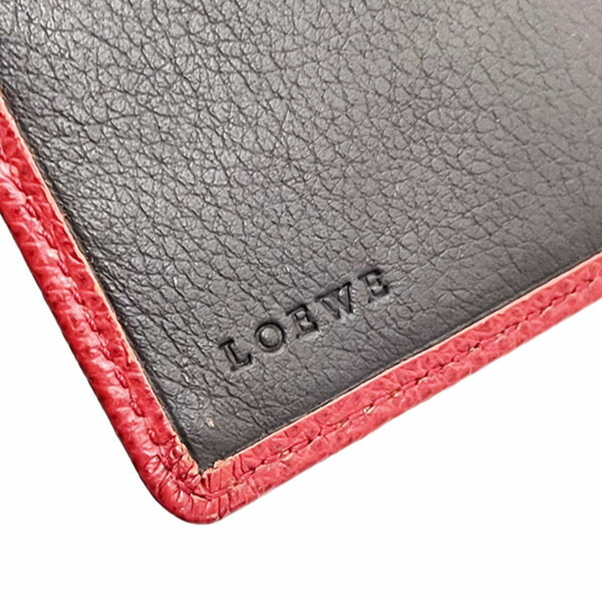 Loewe Dark Brown Red Color Leather Wallet (Bi-Fold) (Pre-Owned)