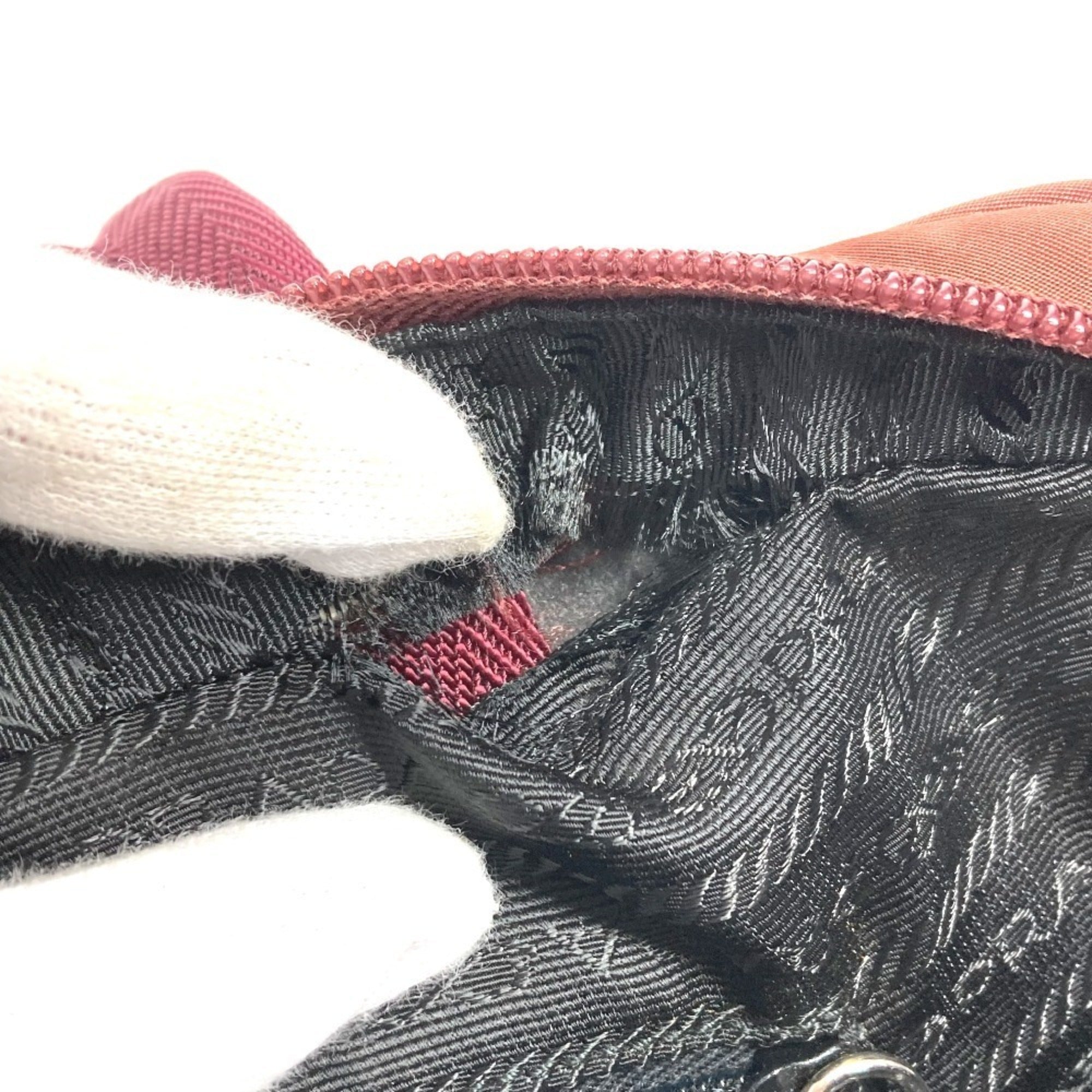 Prada Red Color Nylon Boston Bag Shoulder Bag Tote Bag (Pre-Owned)