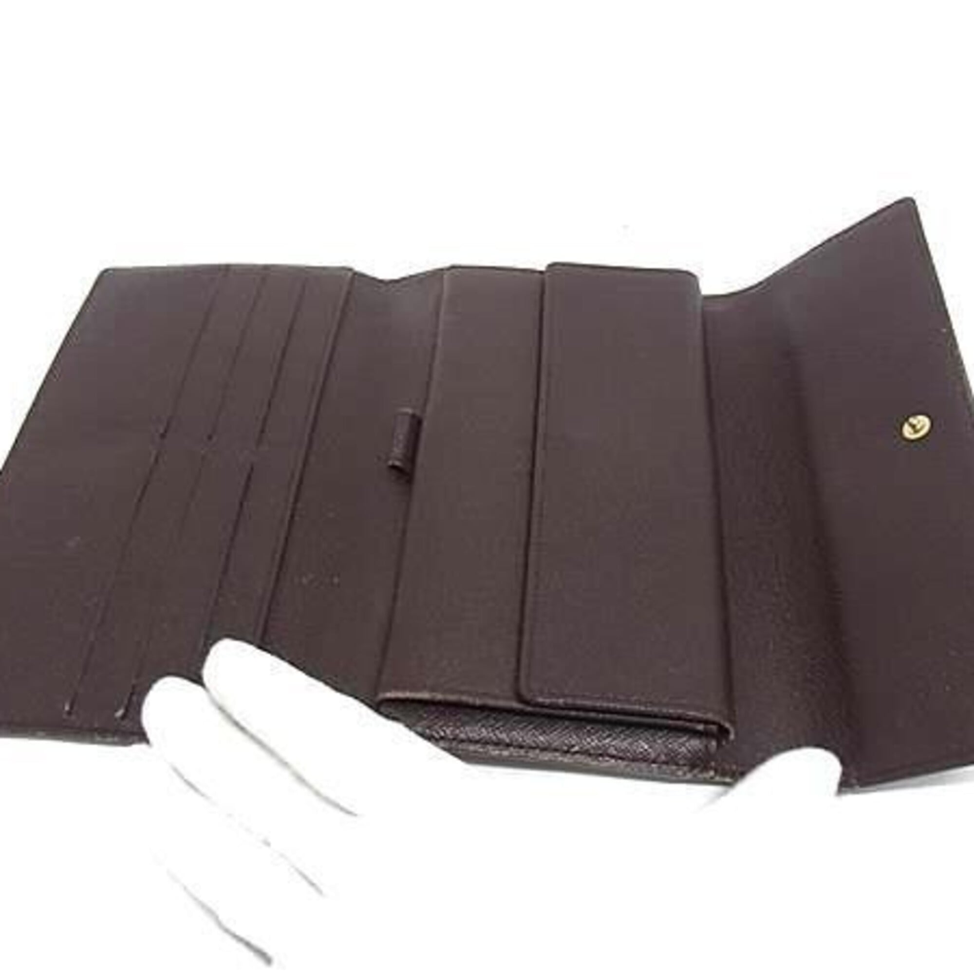 Louis Vuitton Damier Brown Pvc Leather Long Wallet (Tri-Fold) (Pre-Owned)