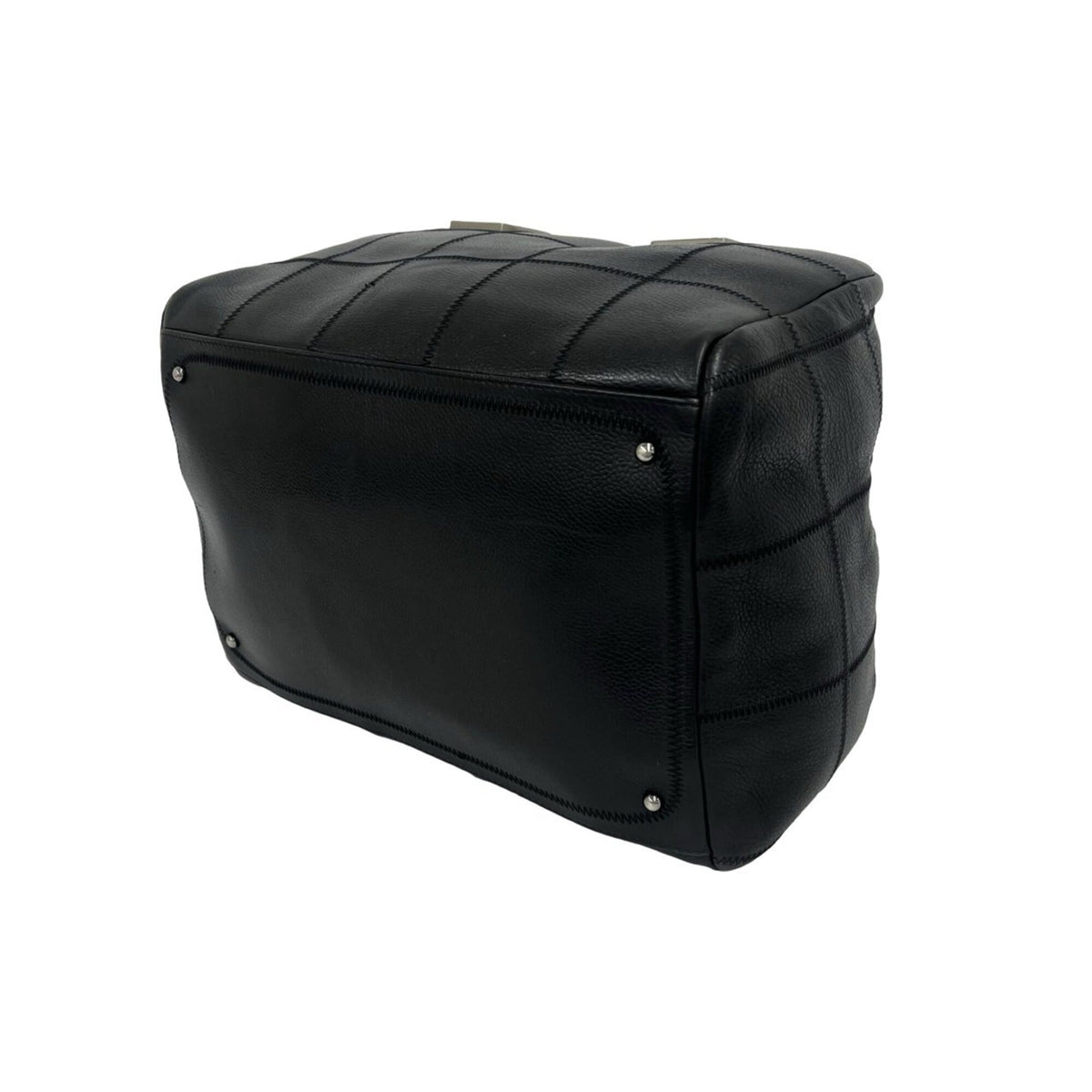 Chanel Black Leather Boston Bag Handbag (Pre-Owned)