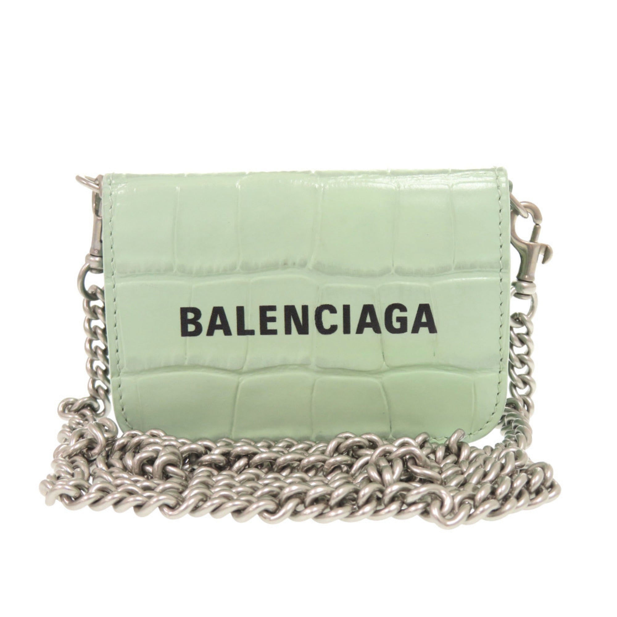 Balenciaga Green Leather Chain/Shoulder Wallet (Pre-Owned)