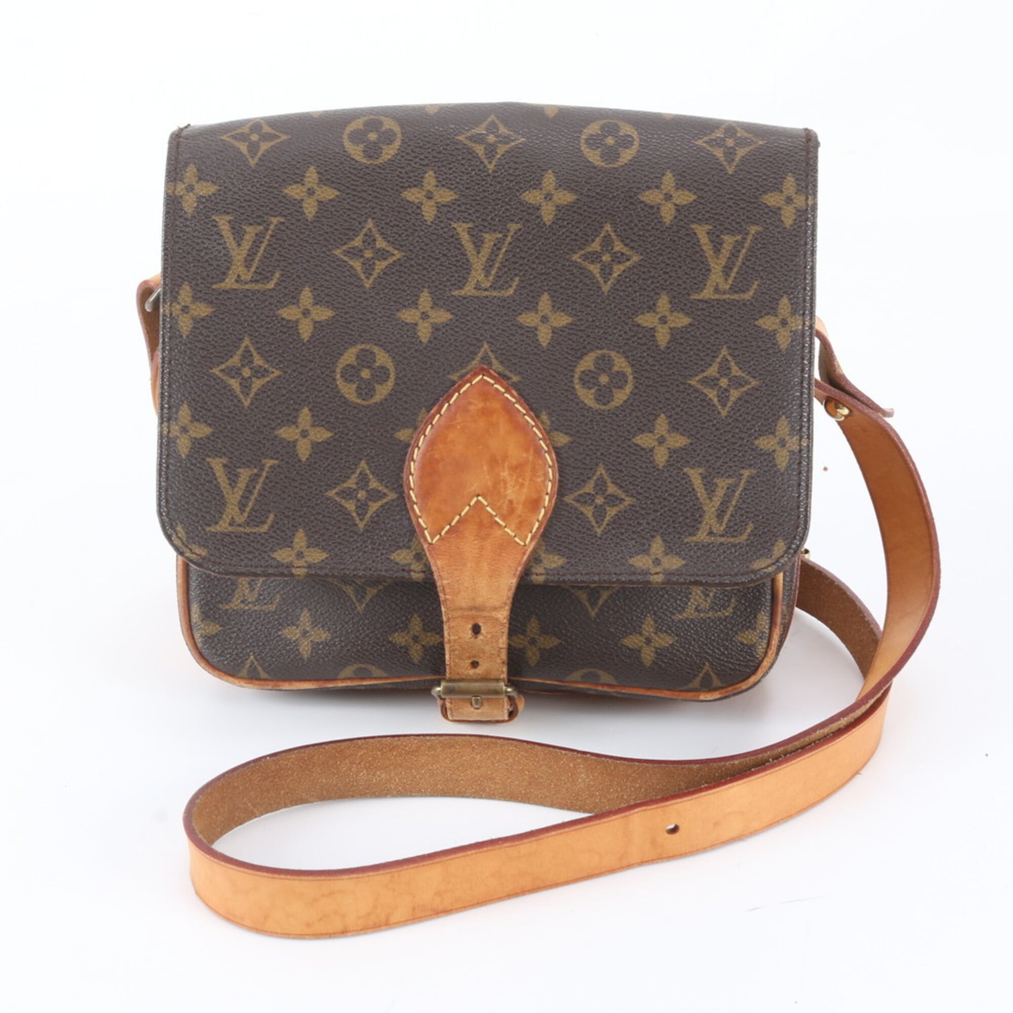 Louis Vuitton Brown Leather Coated Canvas Shoulder Bag (Pre-Owned)