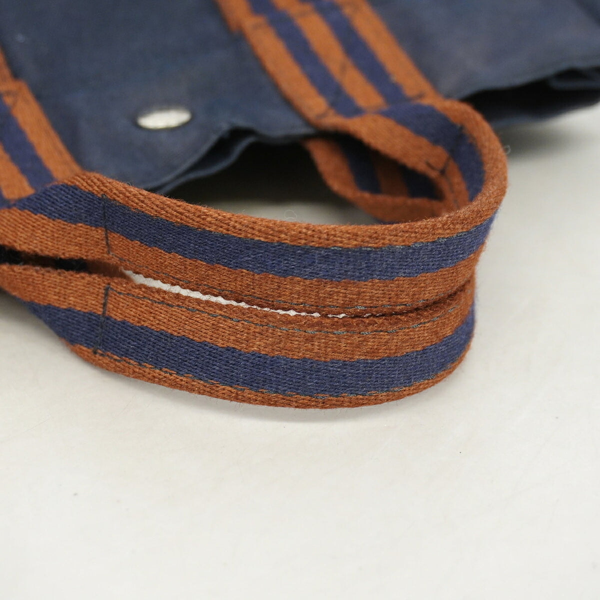 Hermes Brown Navy Canvas Tote Bag (Pre-Owned)