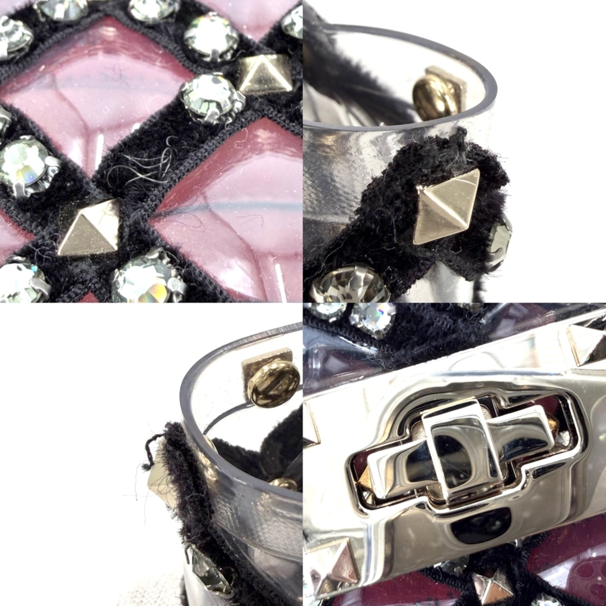 Valentino Garavani Black Clear Black White Pvc Handbag (Pre-Owned)