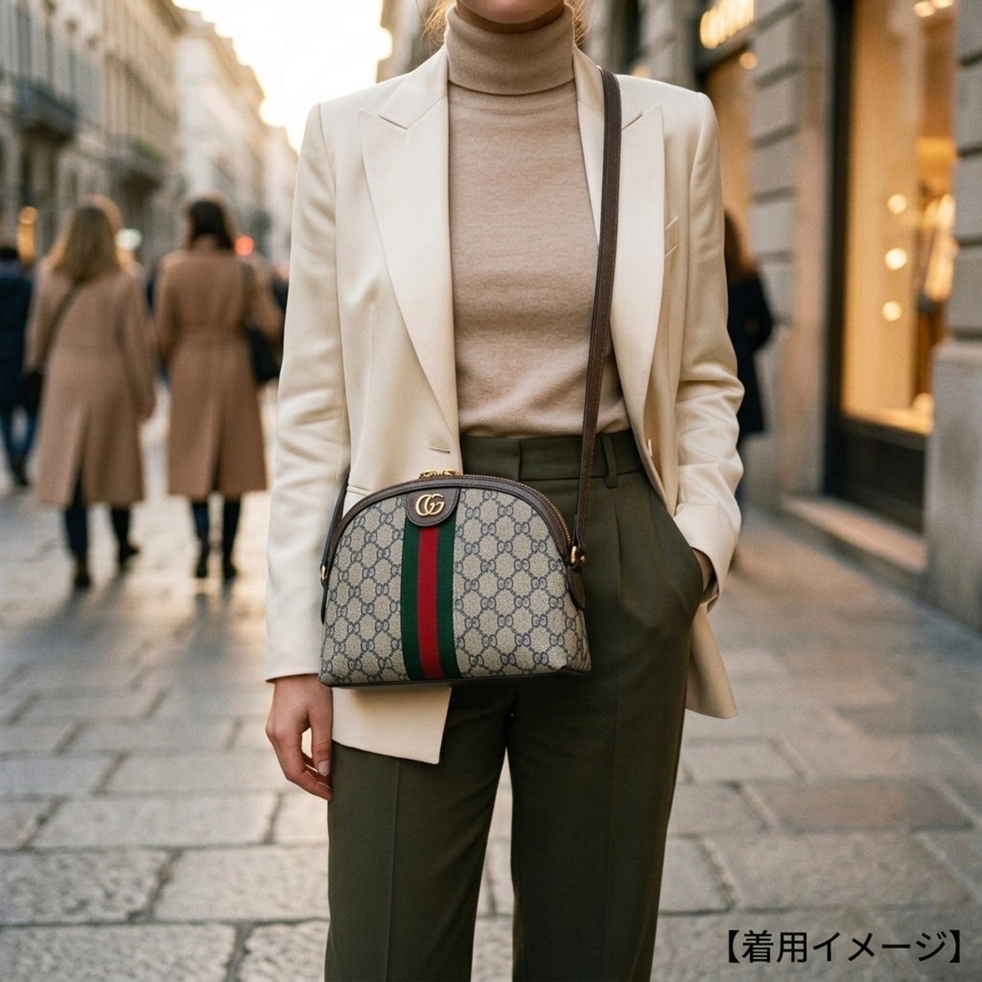 Gucci Beige Brown Gg Supreme Canvas Shoulder Bag (Pre-Owned)