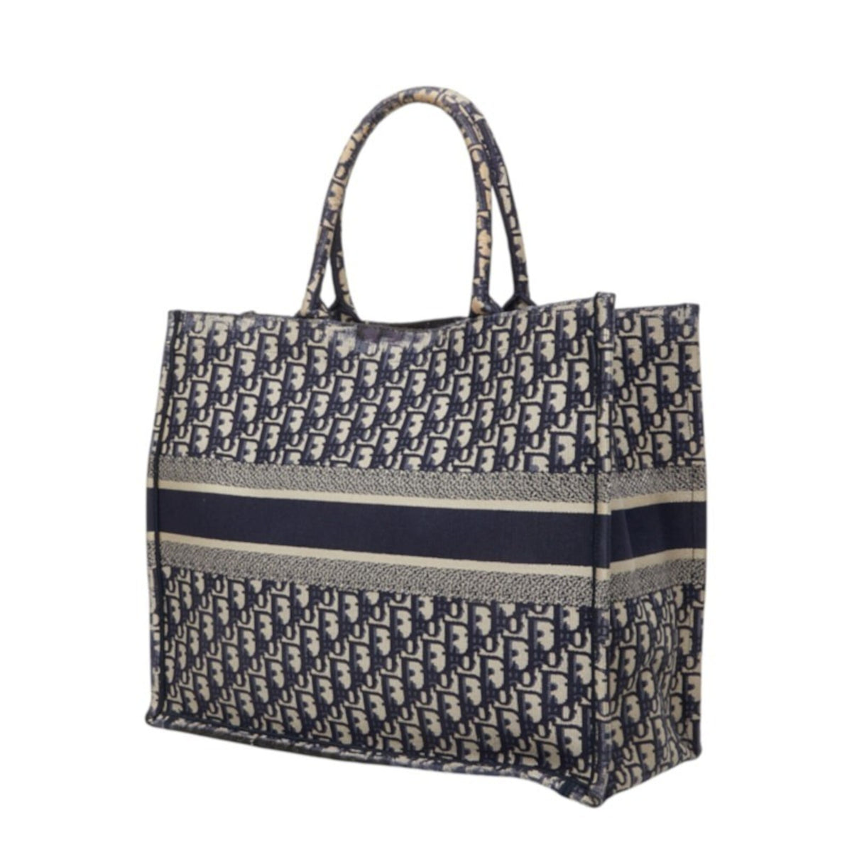 Christian Dior Navy Canvas Handbag Tote Bag (Pre-Owned)