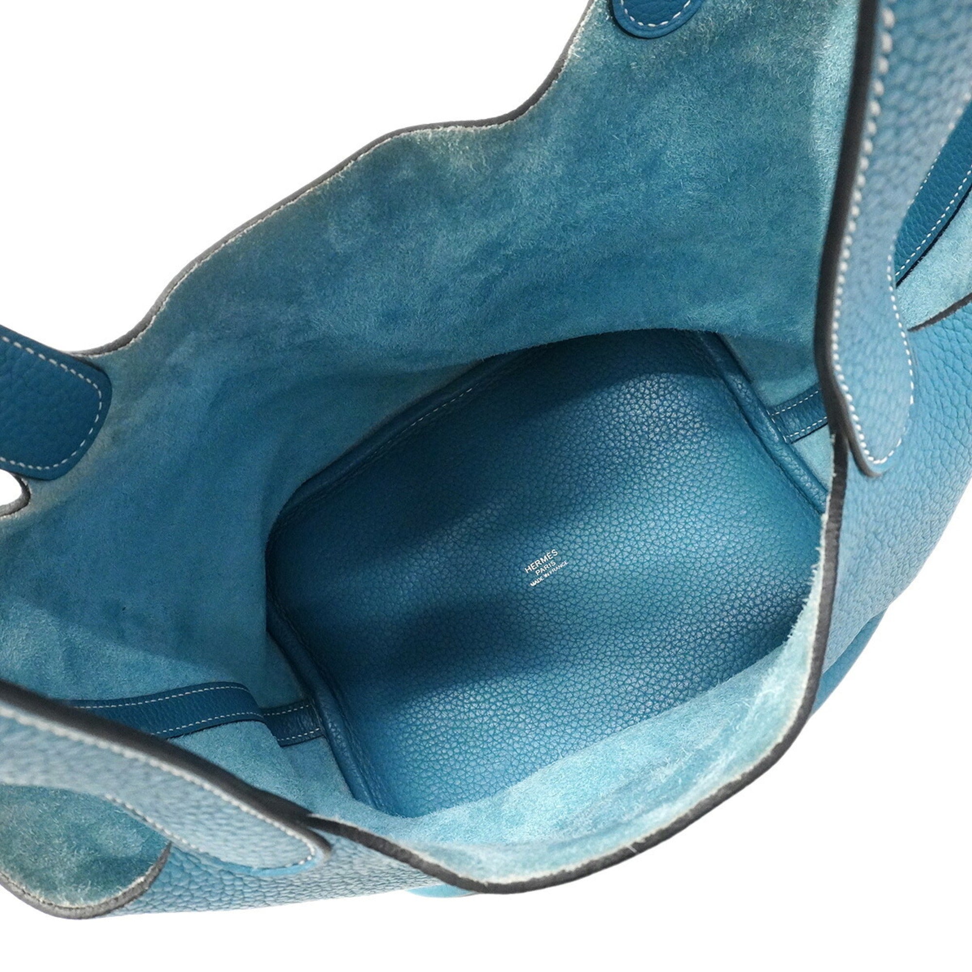 Hermes Blue Jean Taurillon Clemence Leather Handbag (Pre-Owned)