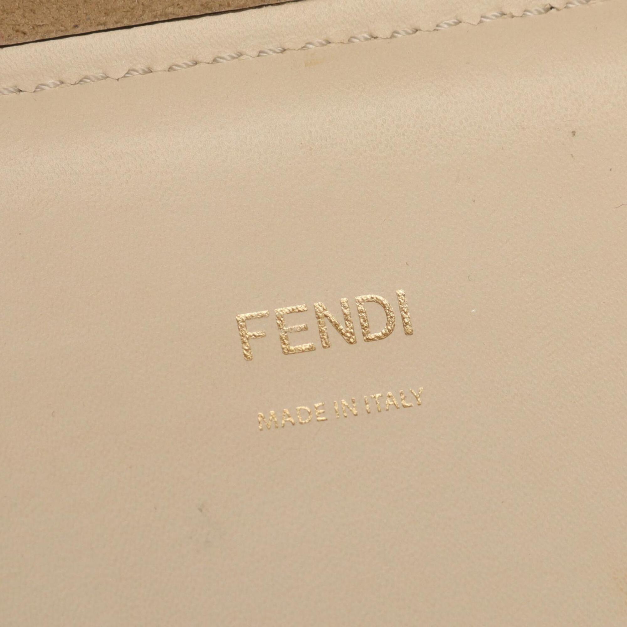 Fendi Gray Ivory Leather Handbag Tote Bag (Pre-Owned)