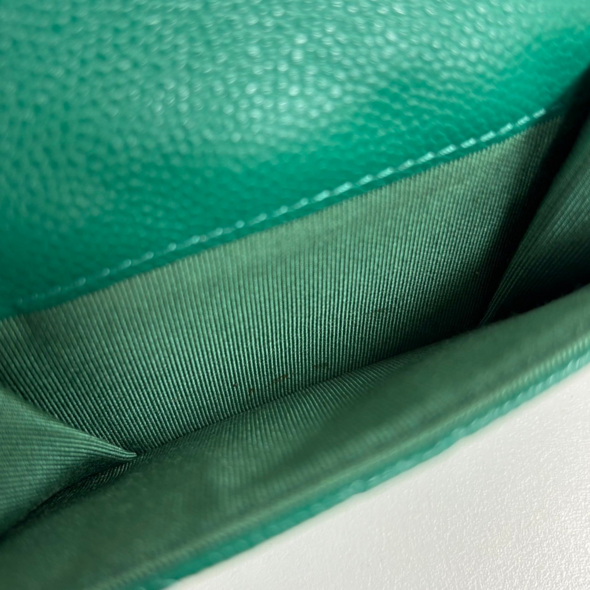 Chanel Green Grained Calfskin Wallet (Tri-Fold) (Pre-Owned)