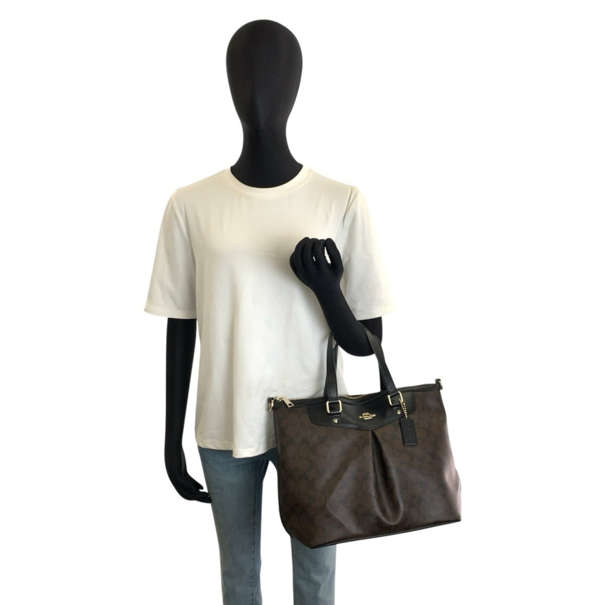Coach Black Brown Pvc Shoulder Bag Tote Bag (Pre-Owned)