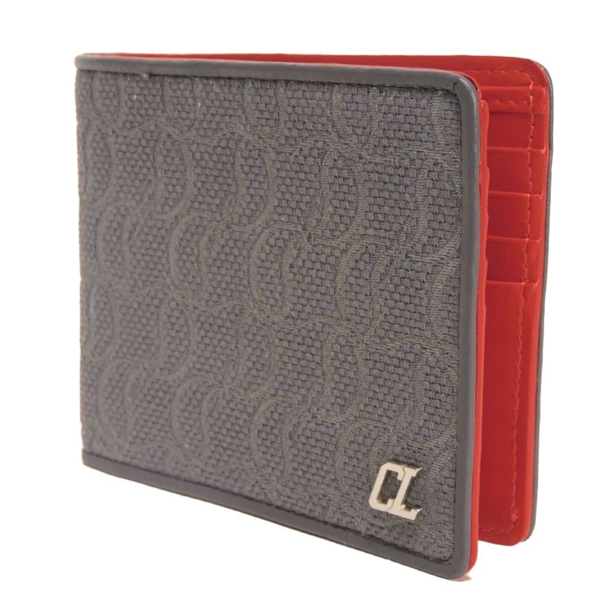 Christian Louboutin Gray Cotton Wallet (Bi-Fold) (Pre-Owned)