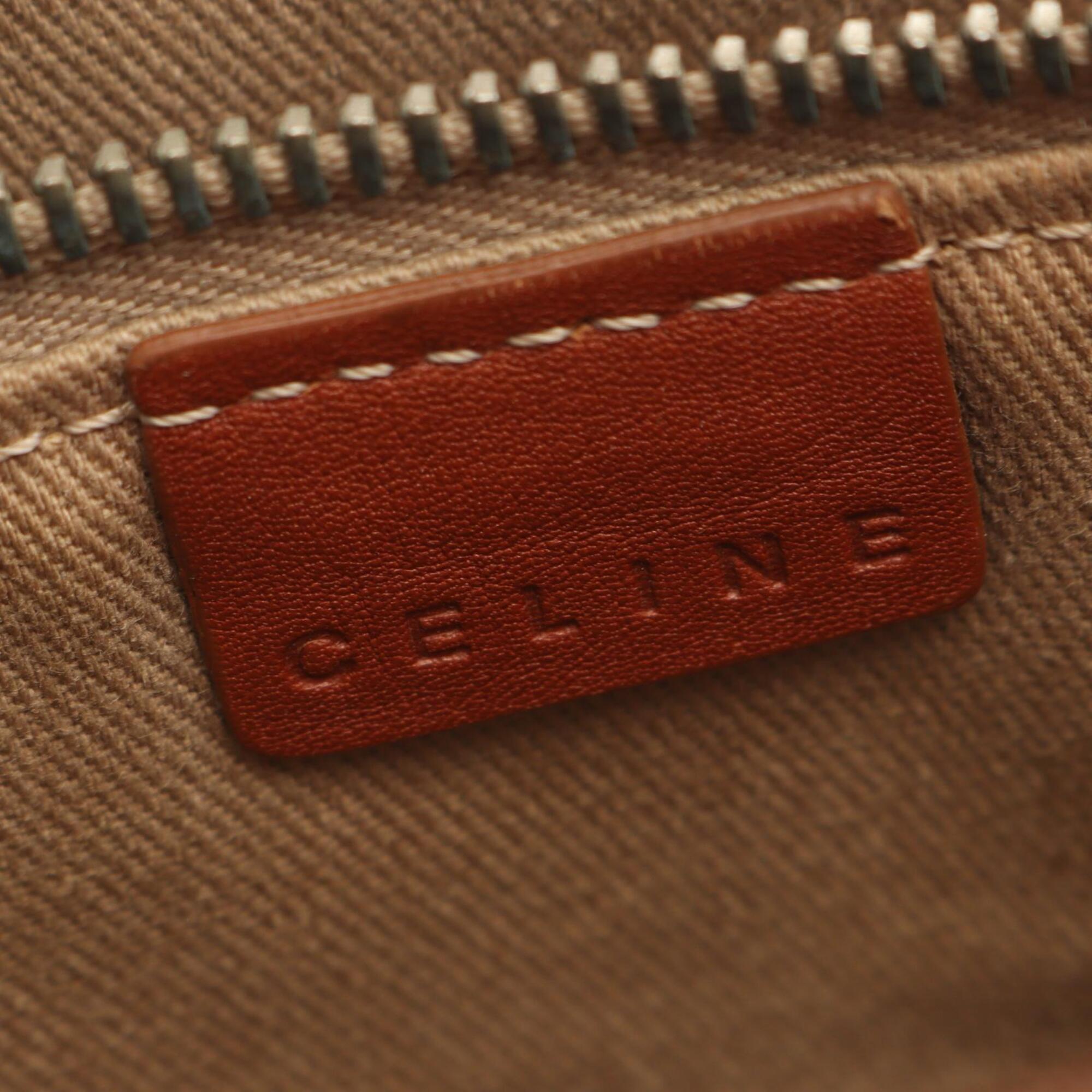 Celine Beige Brown Canvas Leather Handbag Tote Bag (Pre-Owned)