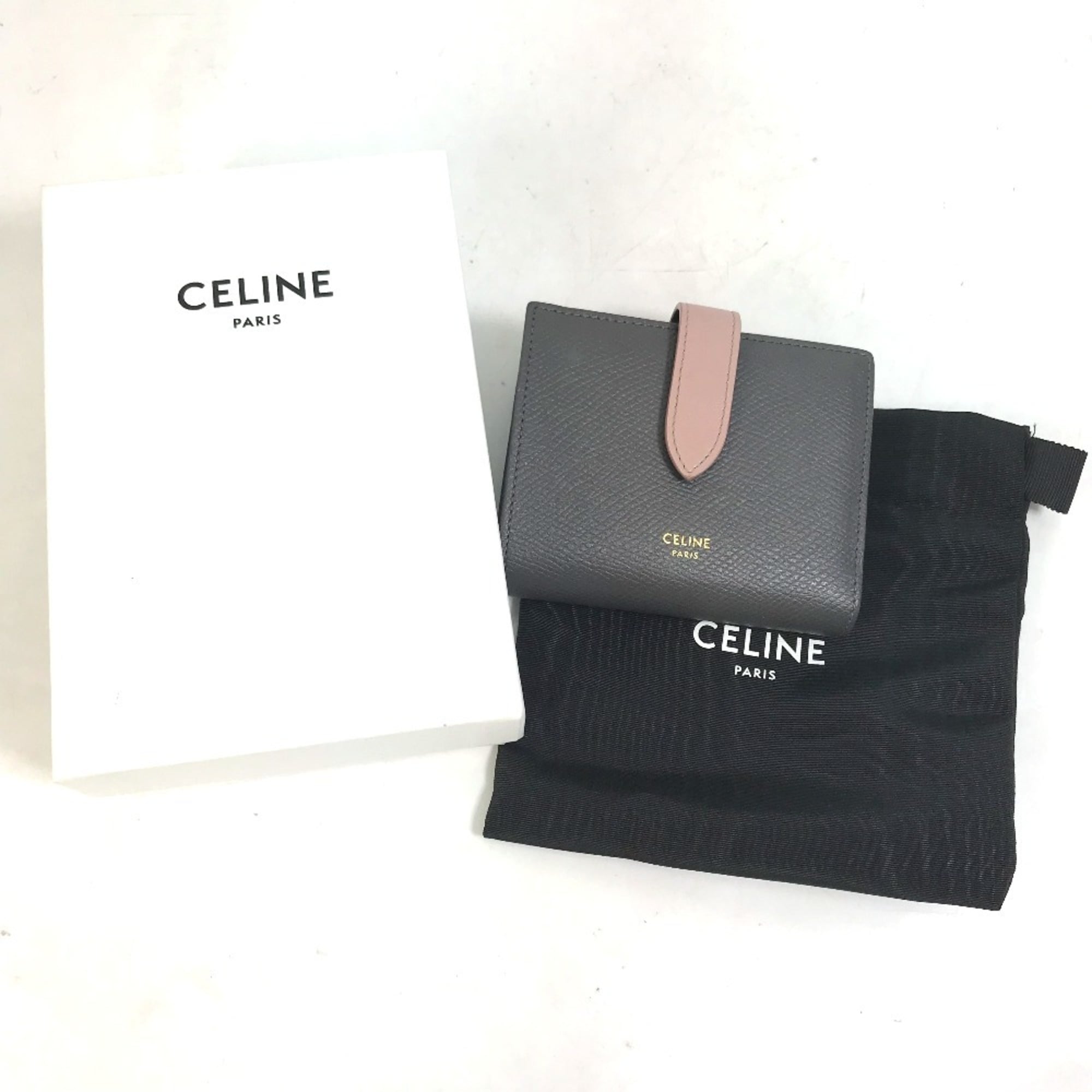 Celine Gray Pink Leather Wallet (Bi-Fold) (Pre-Owned)