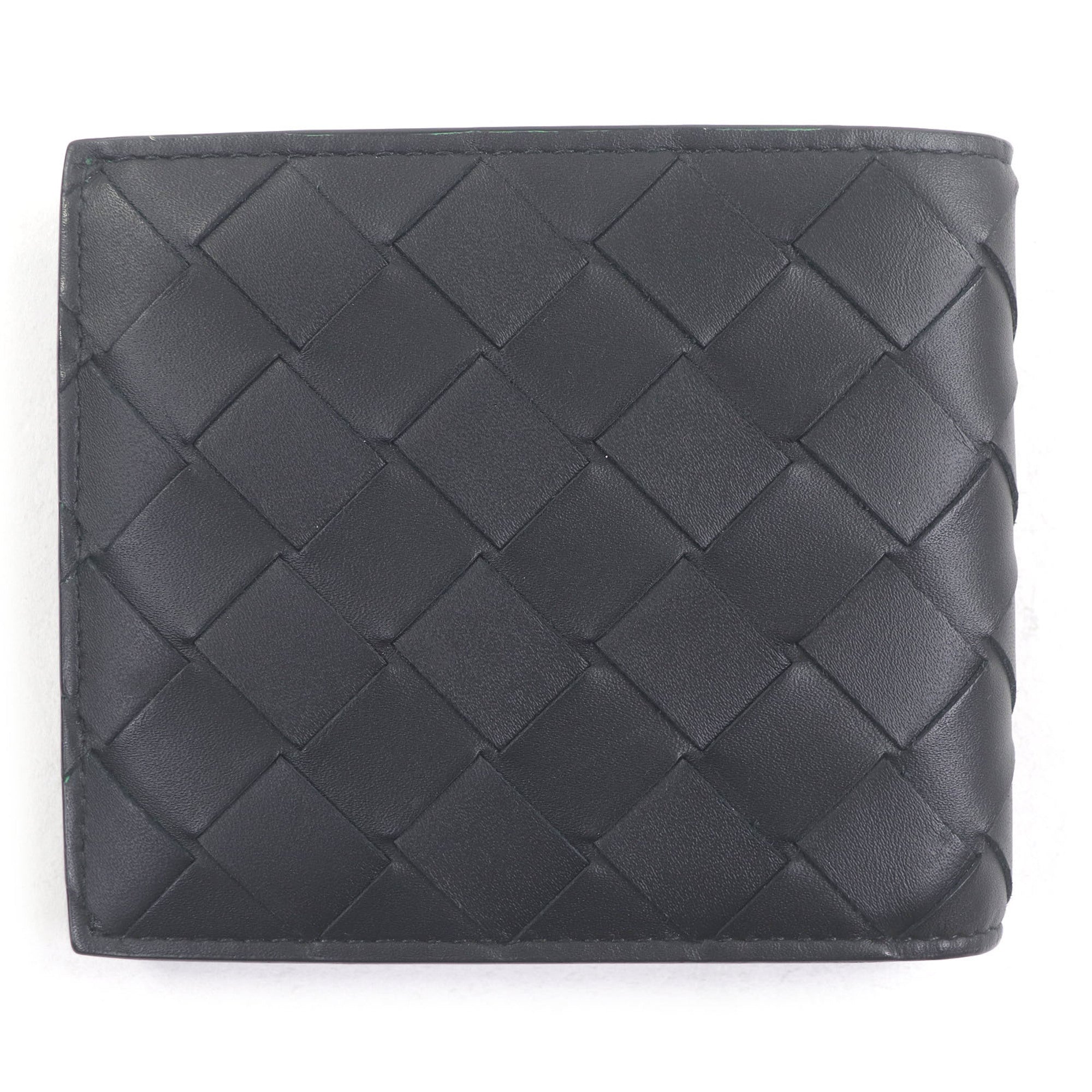 Bottega Veneta Black Green Leather Wallet (Bi-Fold) (Pre-Owned)
