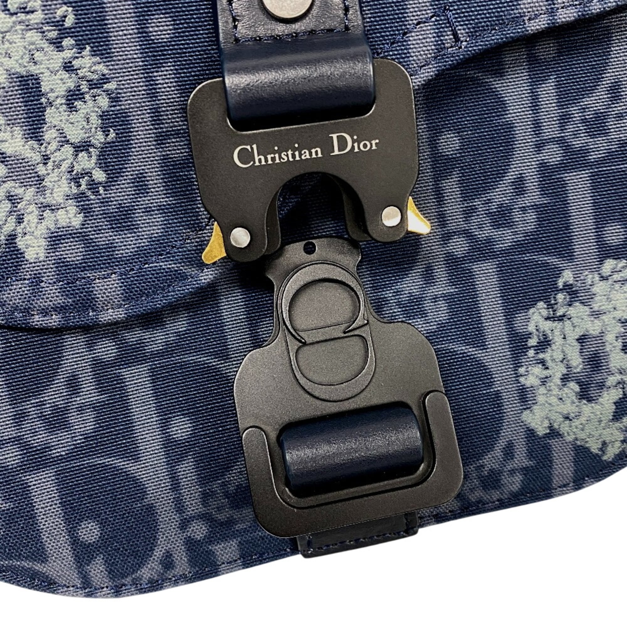 Christian Dior Navy Canvas Leather Shoulder Bag (Pre-Owned)