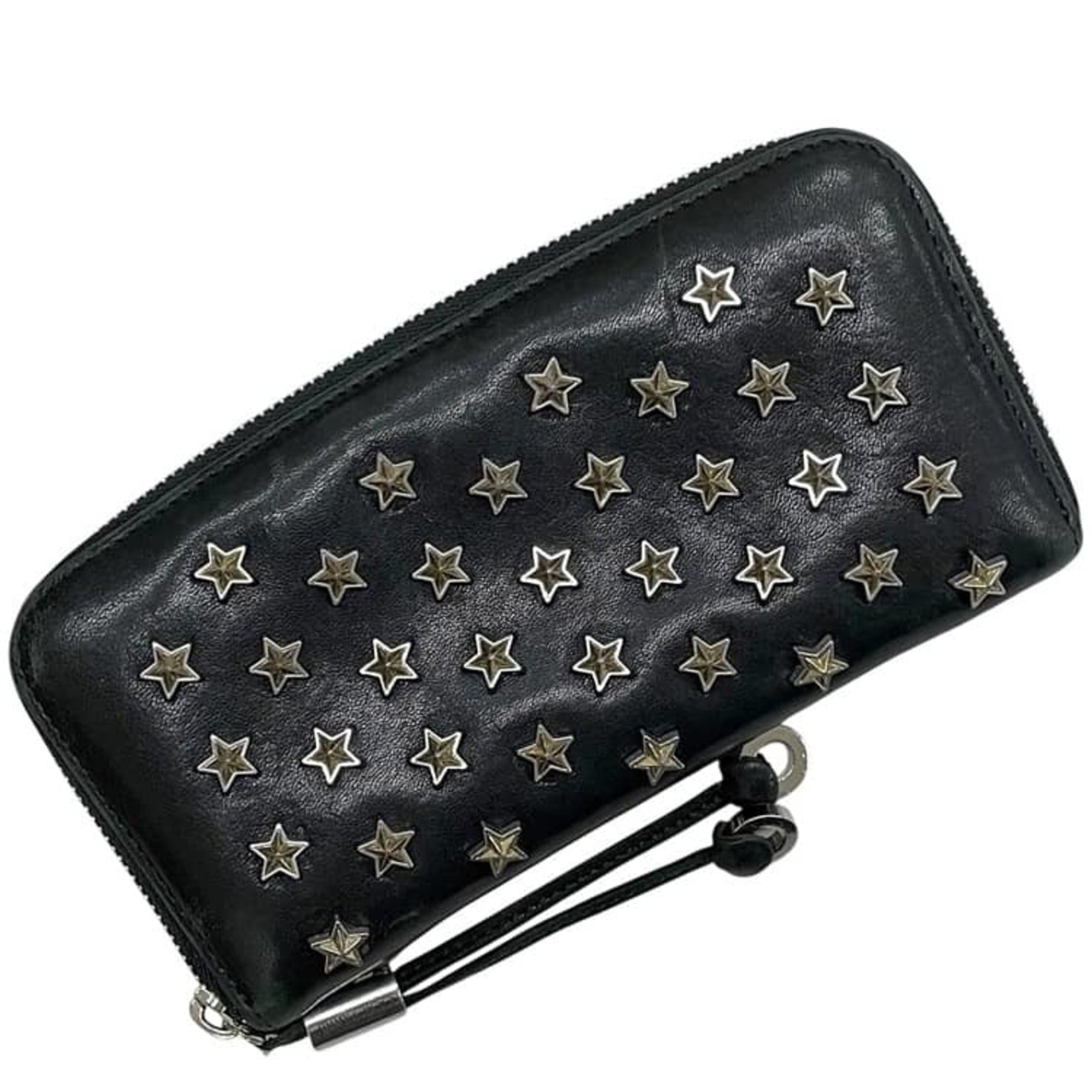 Jimmy Choo Black Leather Long Wallet (Bi-Fold) (Pre-Owned)