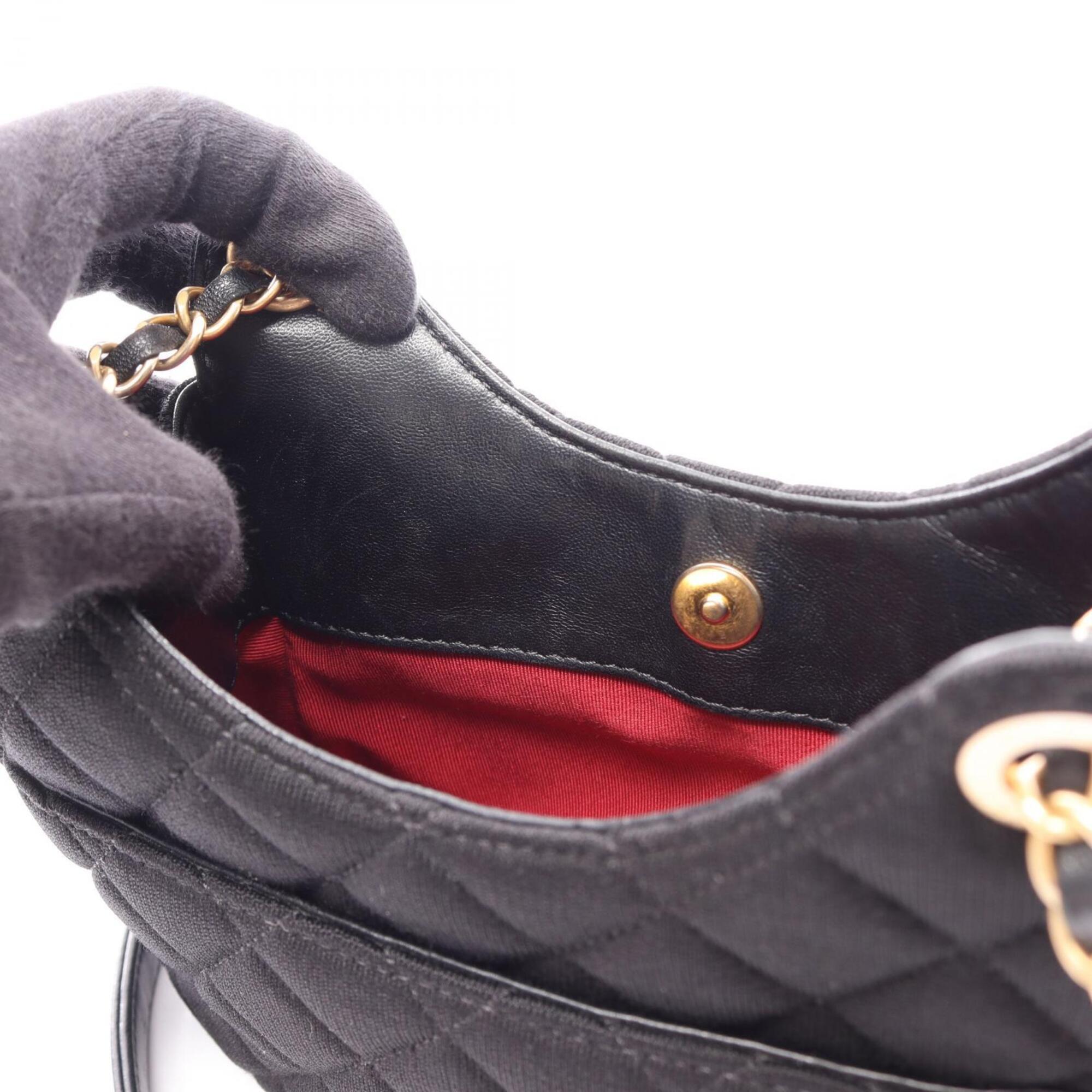 Chanel Black Cotton Jersey Handbag Shoulder Bag (Pre-Owned)