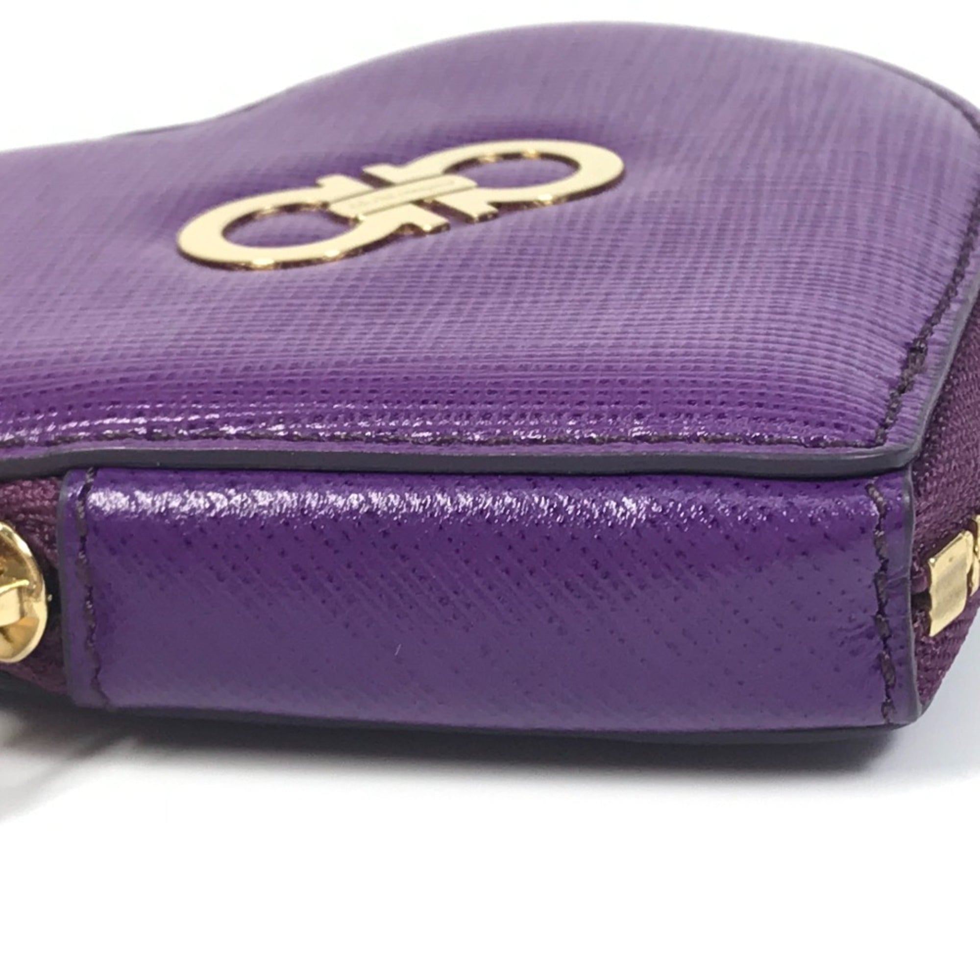 Salvatore Ferragamo Purple Leather Coin Purse/Coin Case (Pre-Owned)