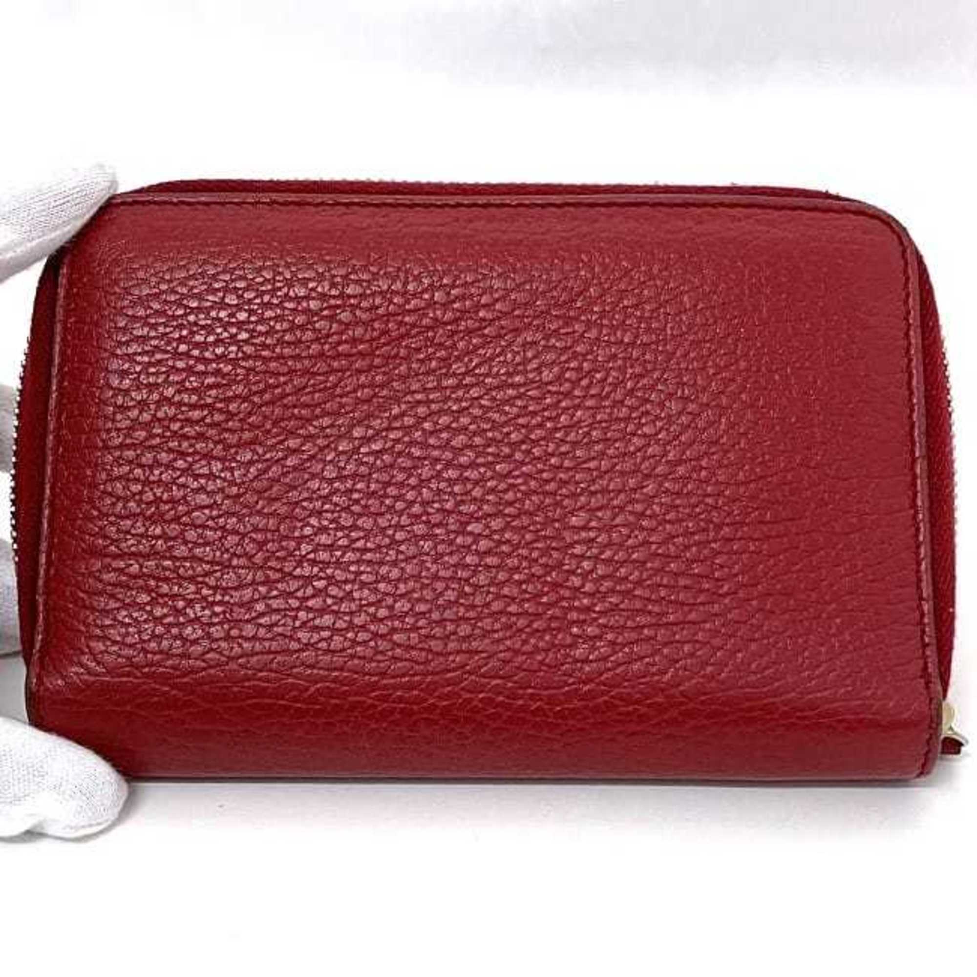 Gucci Red Color Leather Wallet (Bi-Fold) (Pre-Owned)